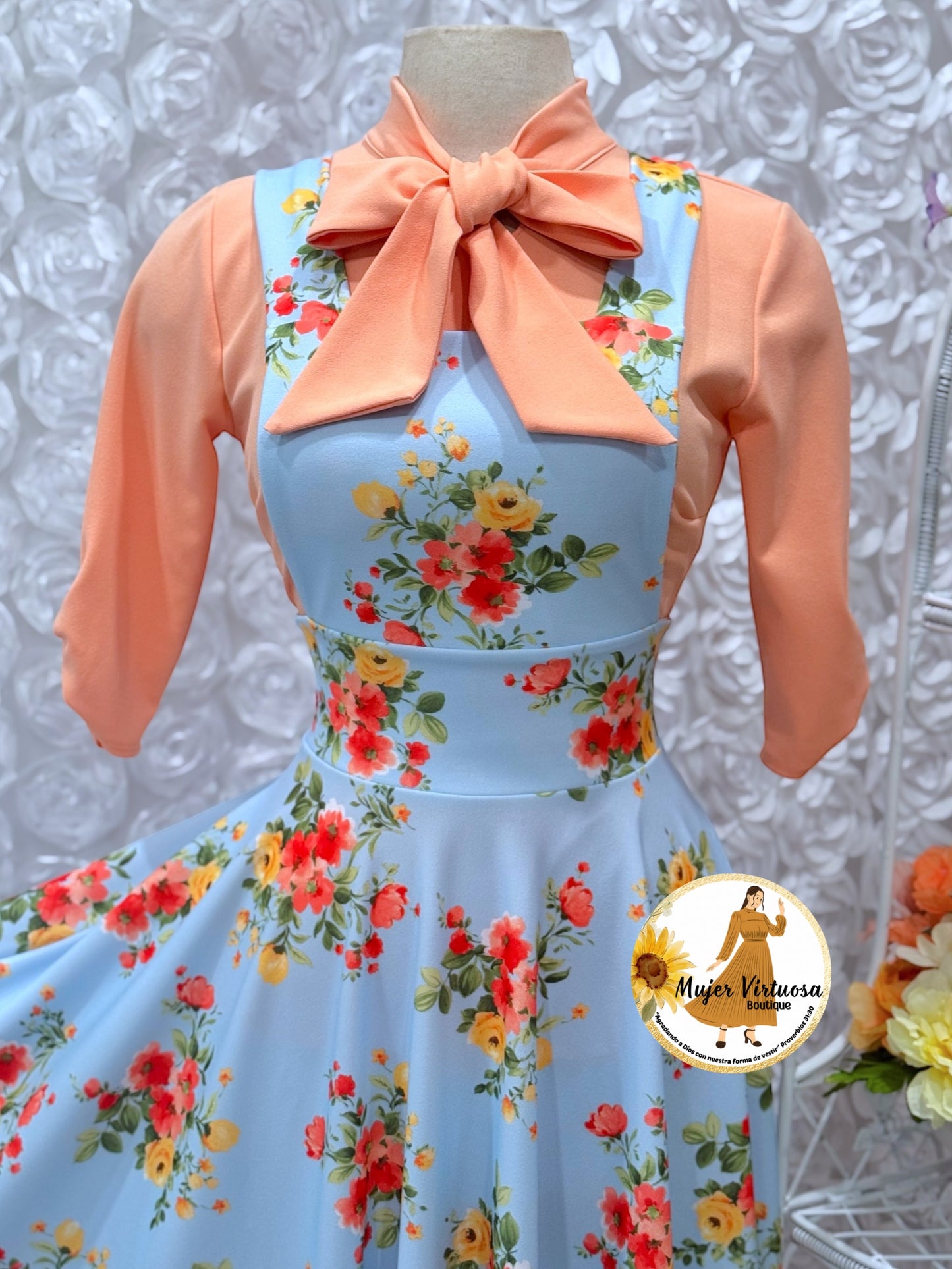 Angie Sky Blue Floral Overall