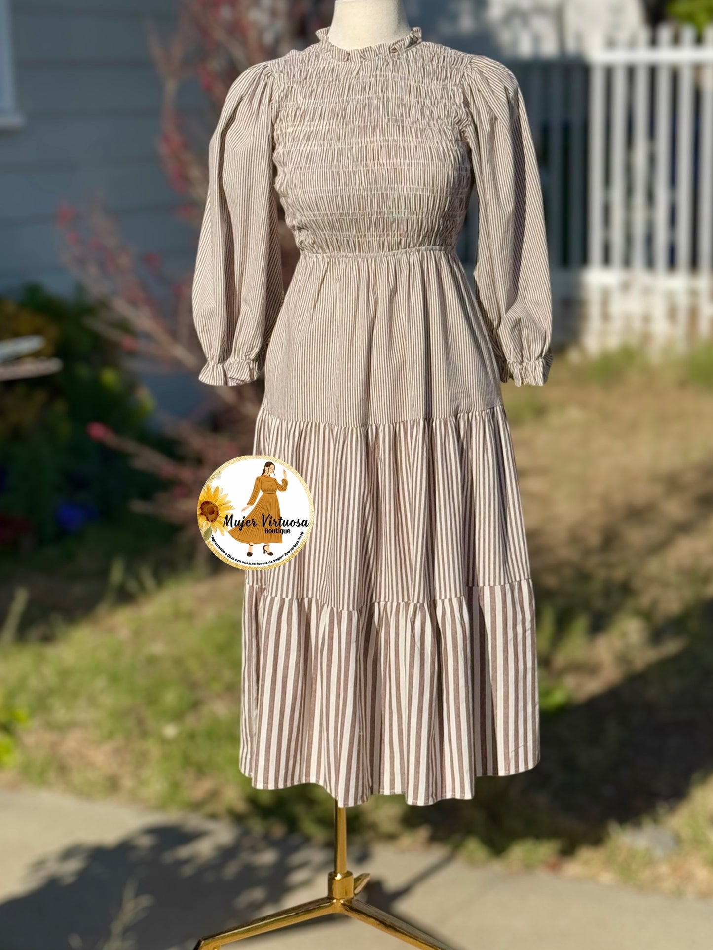 Brown Stripped Boho Dress