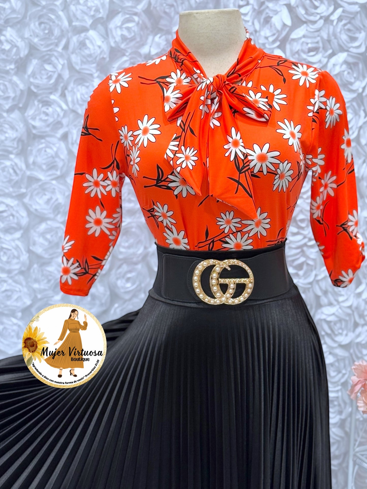 Black Satin Pleated Skirt