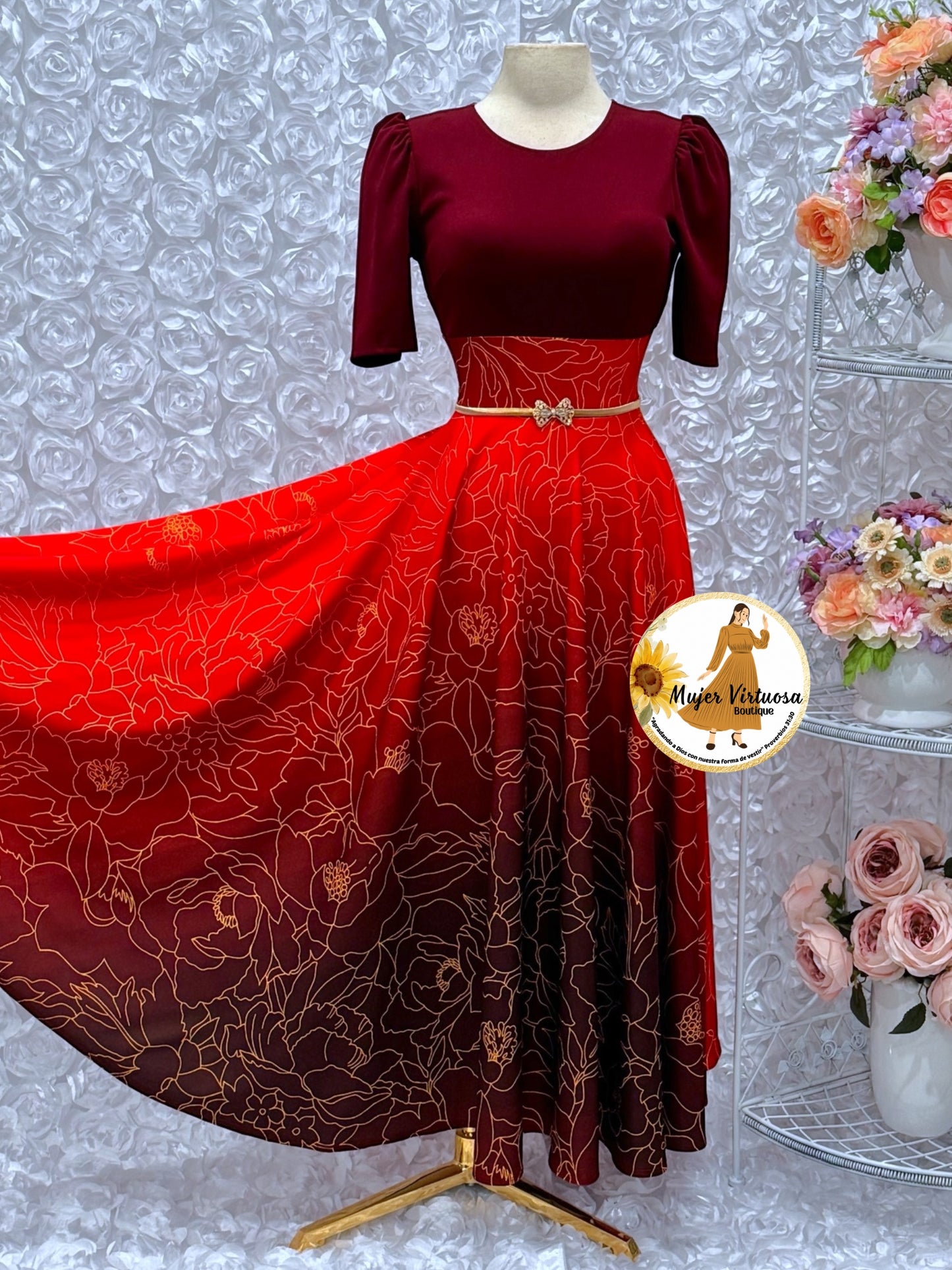 Eliana Wine/Red Ombre Dress