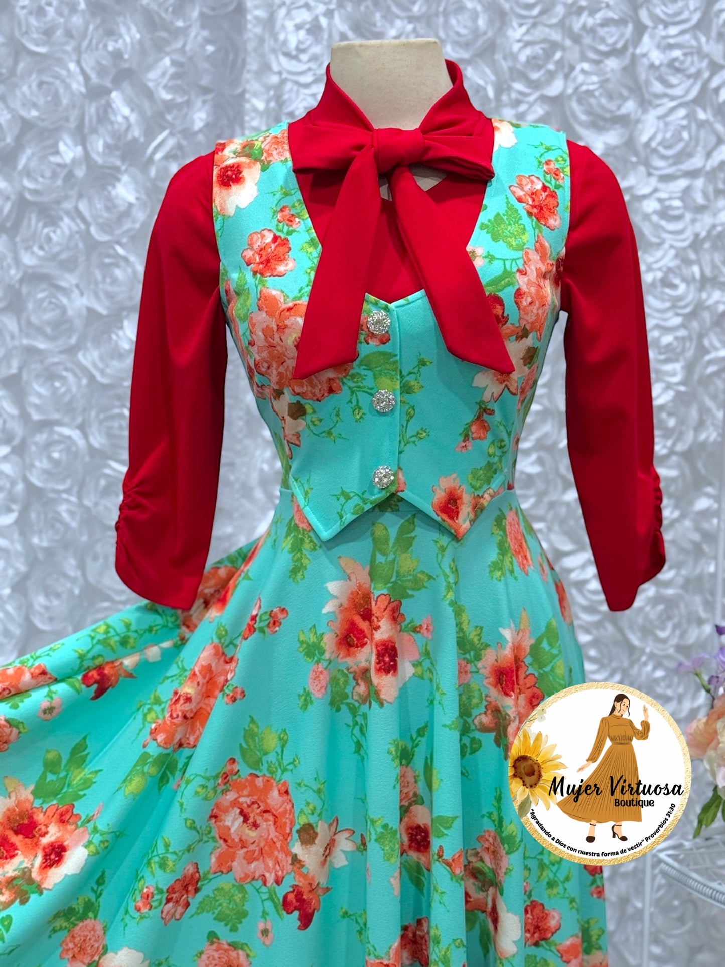 Sara Mint Floral Vest Overal