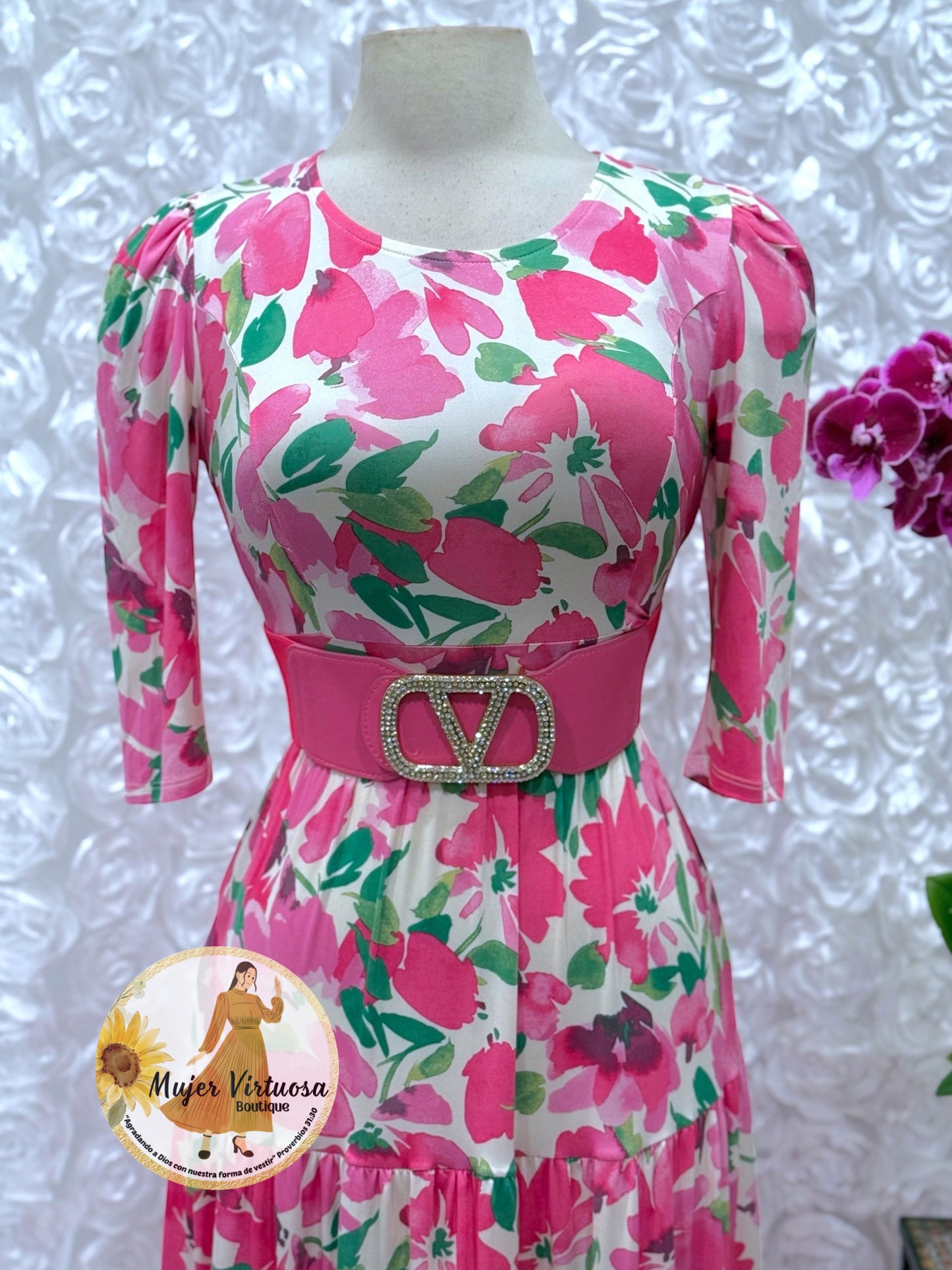 “Sunny days” White/Pink Floral Dress