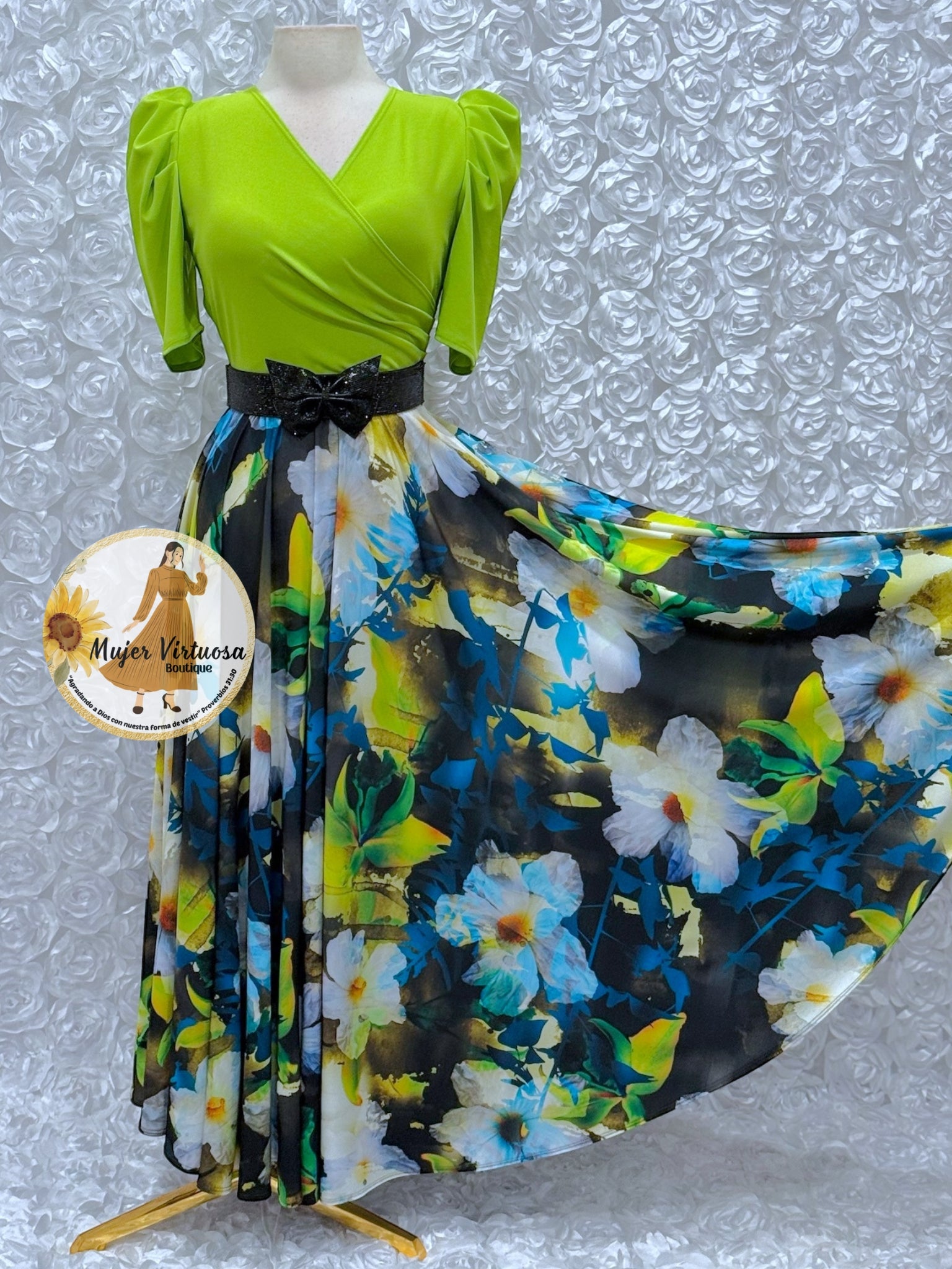 Suri Lime Green Floral Dress Large Suri Lime Green Floral Dress Large