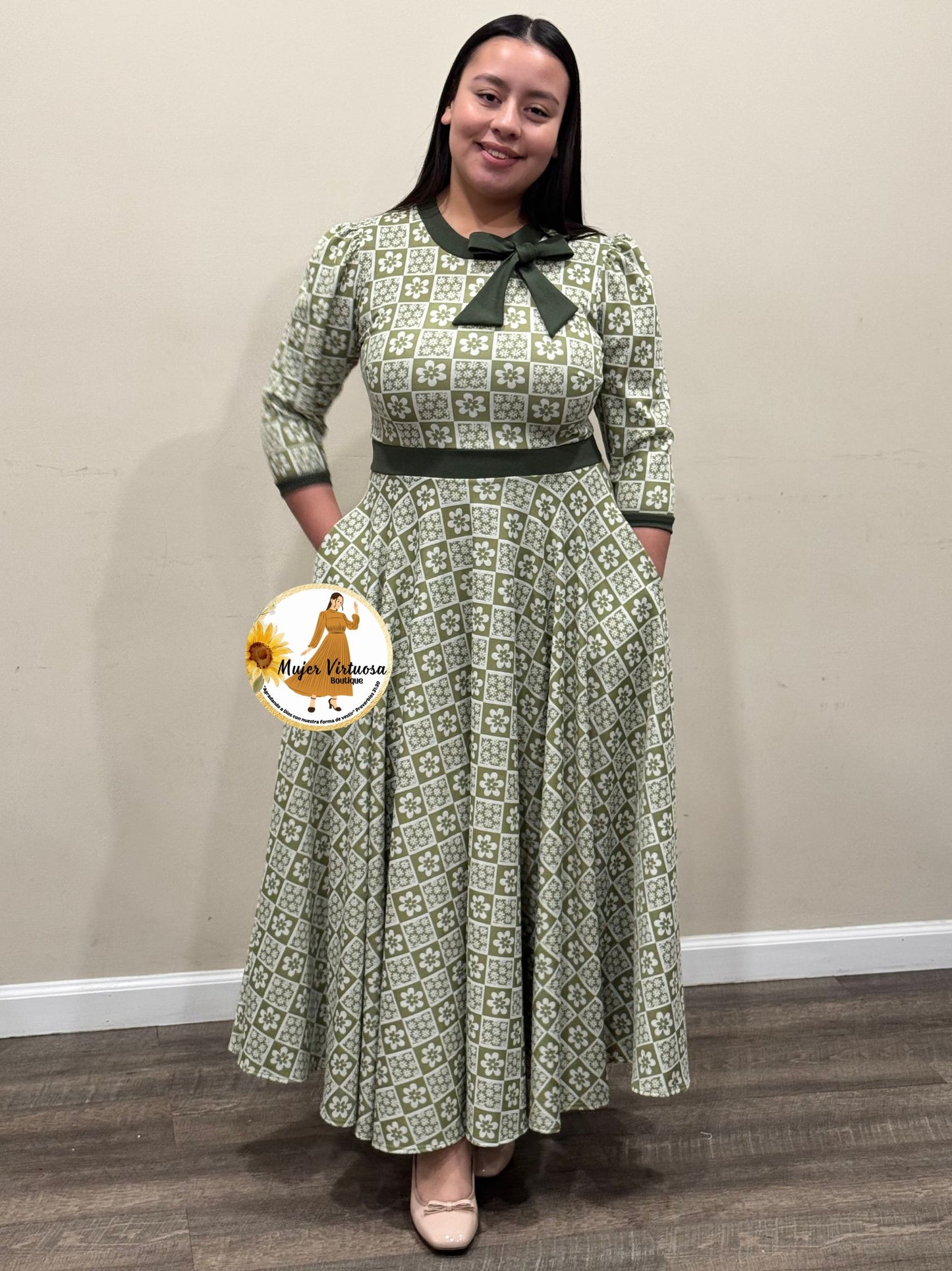 Juliette Green & Ivory Floral Dress