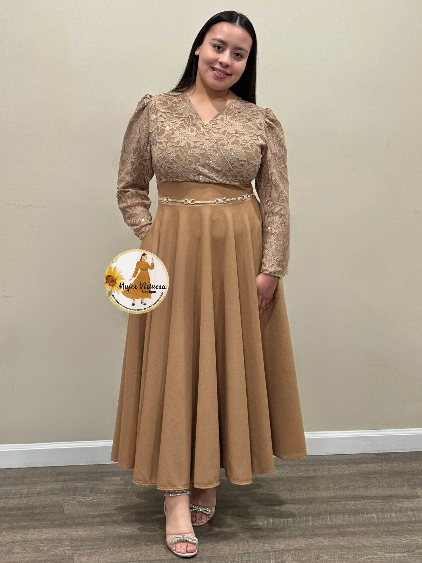 Florencia Mocha Lace Dress