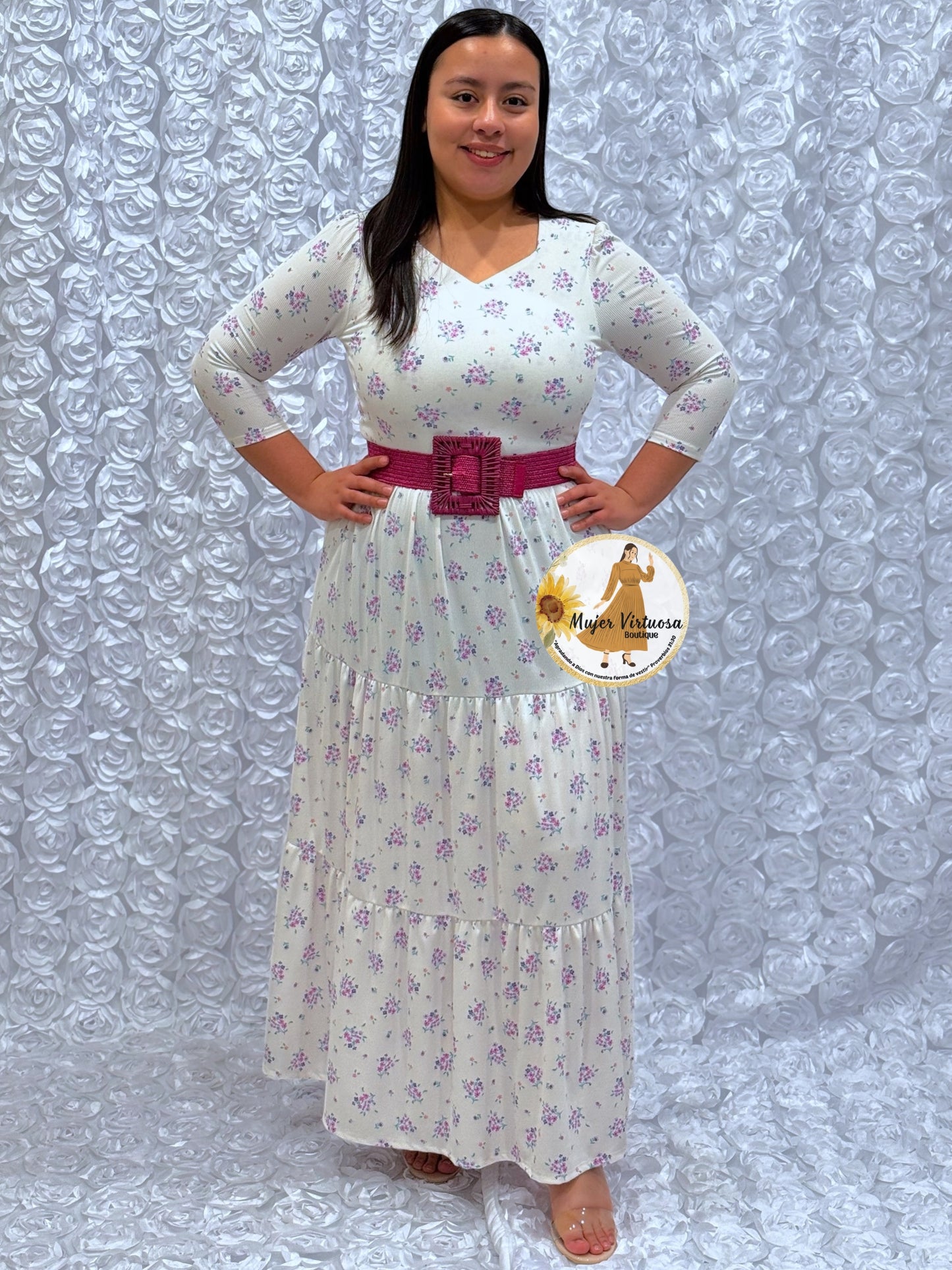 White Ditsy Floral Maxi Dress