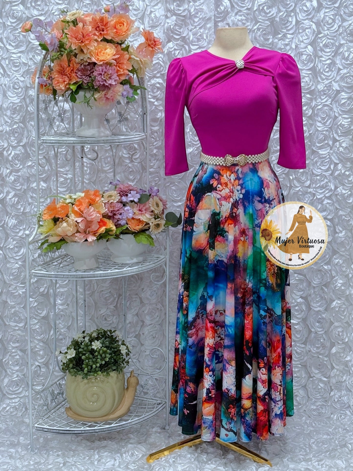Rosalie Magenta Floral Dress