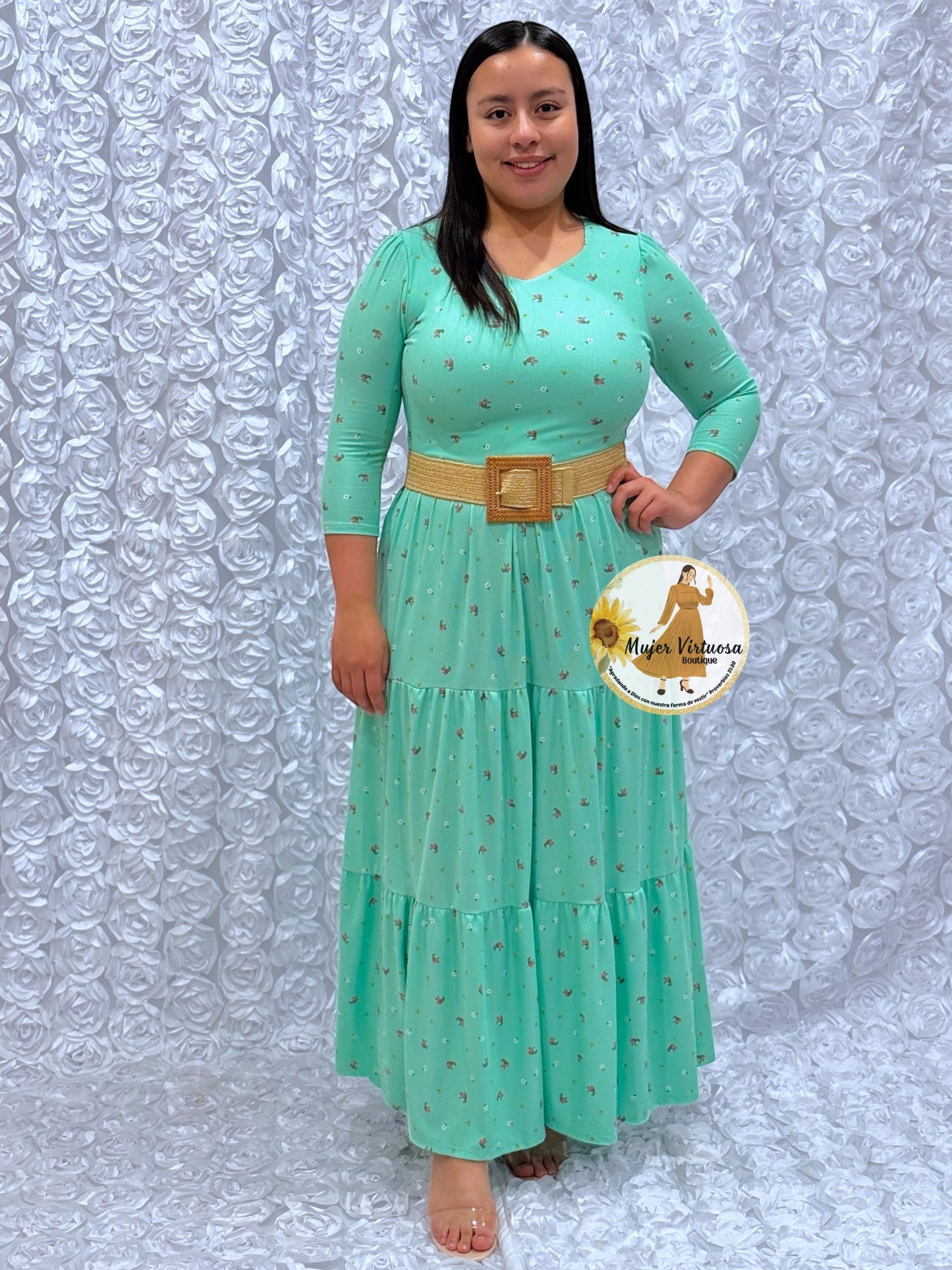Mint Ditsy Floral Maxi Dress