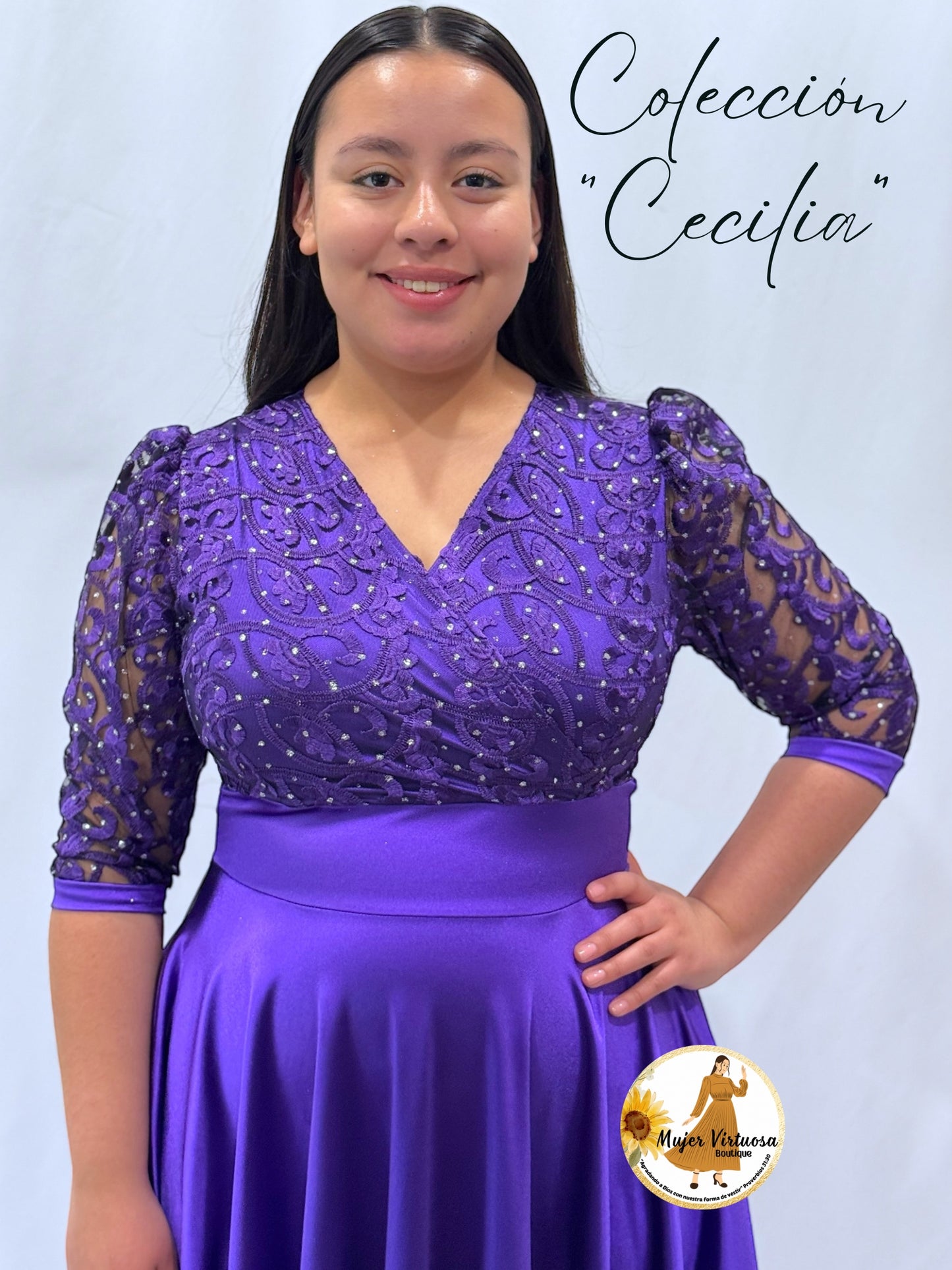 Cecilia Violet Satin Dress