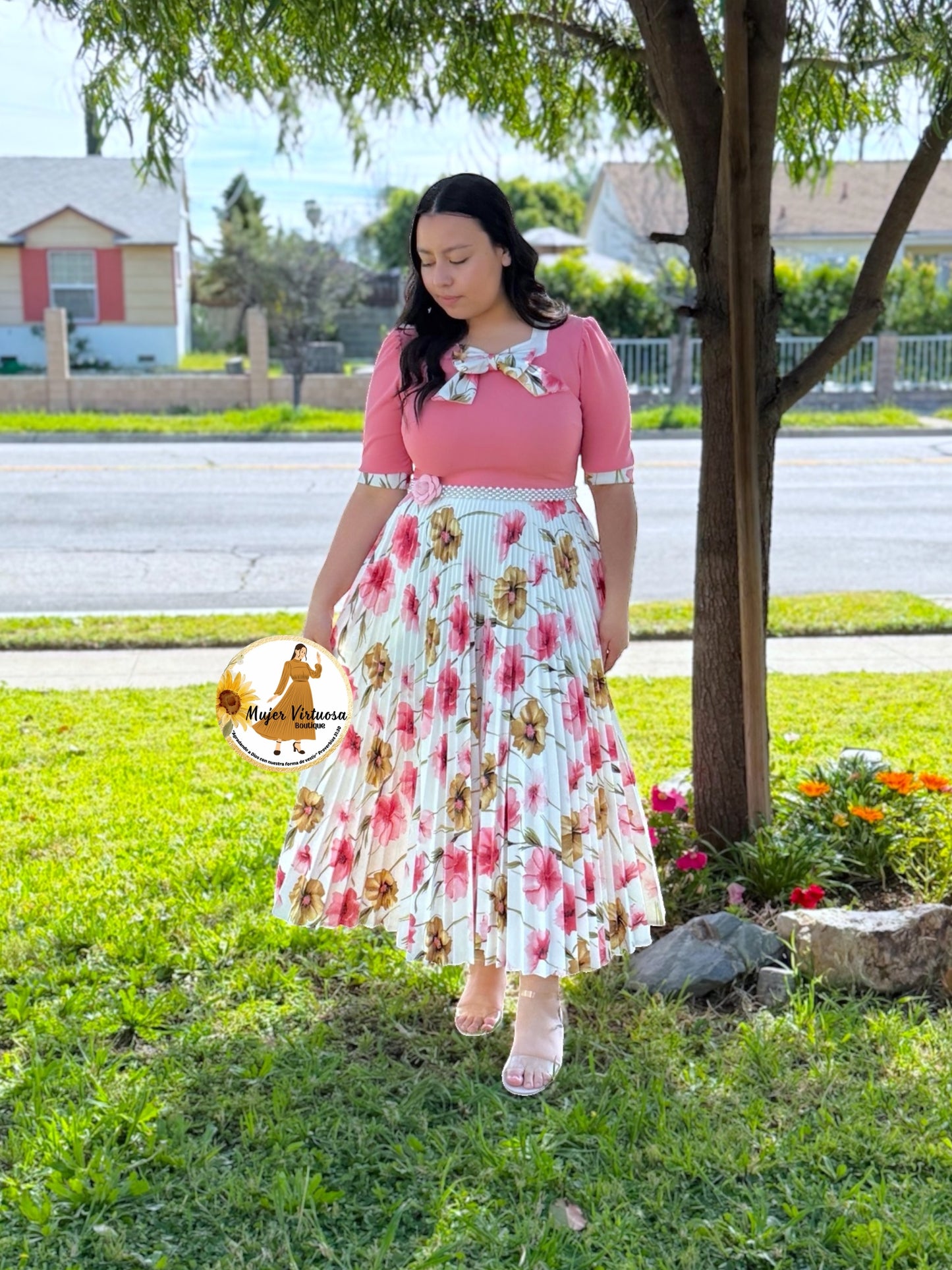 Madelyn Pink & White Dress