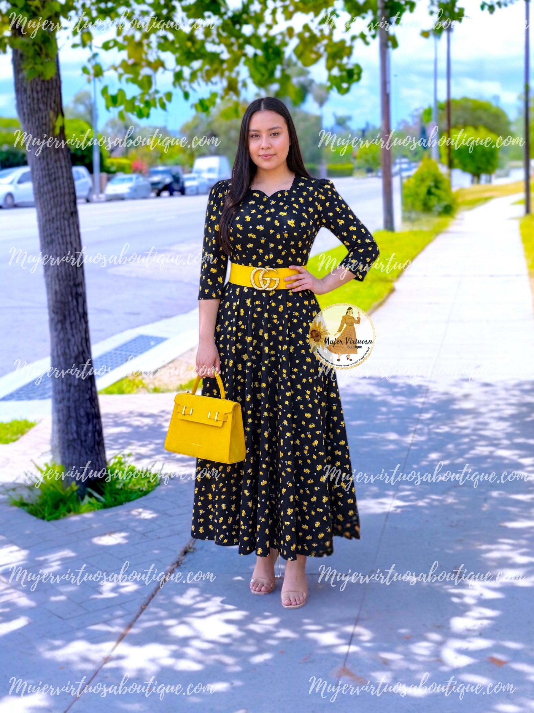 black and yellow floral dress Lucy Black & Yellow Floral Dress – Mujer Virtuosa Boutique