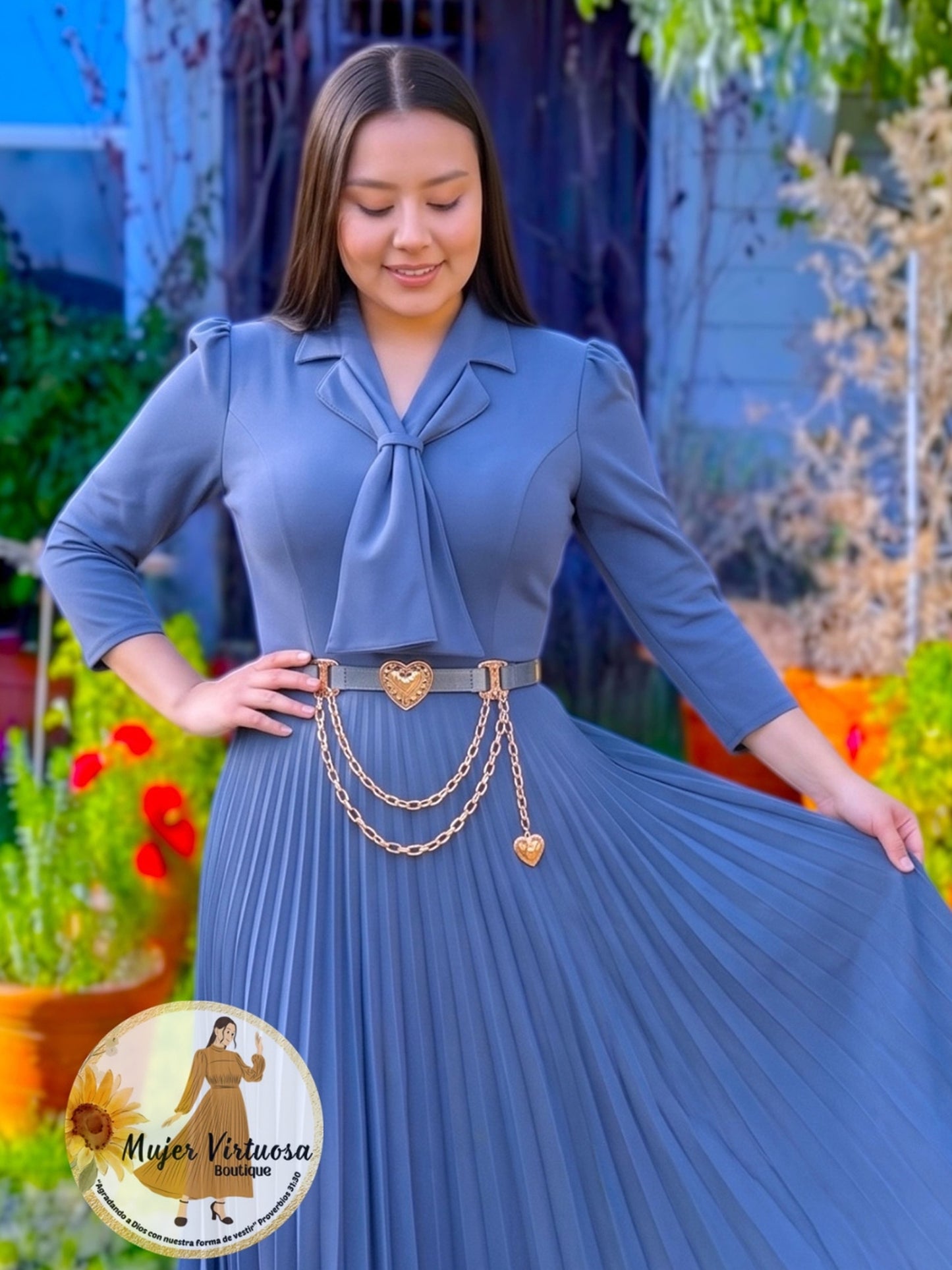 Vintage Blue Heart Charm Belt