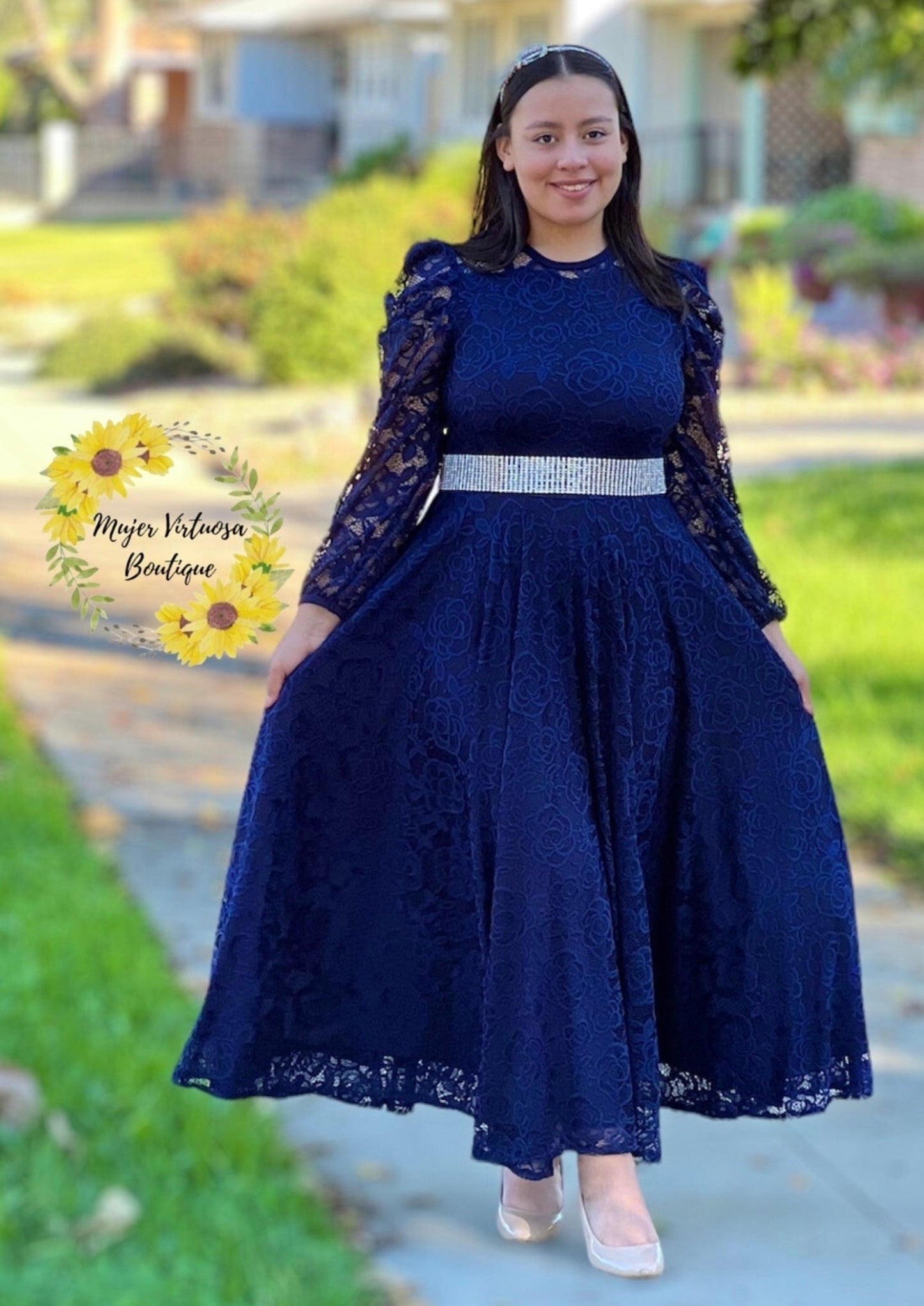 Ophelia Navy Blue Lace dress