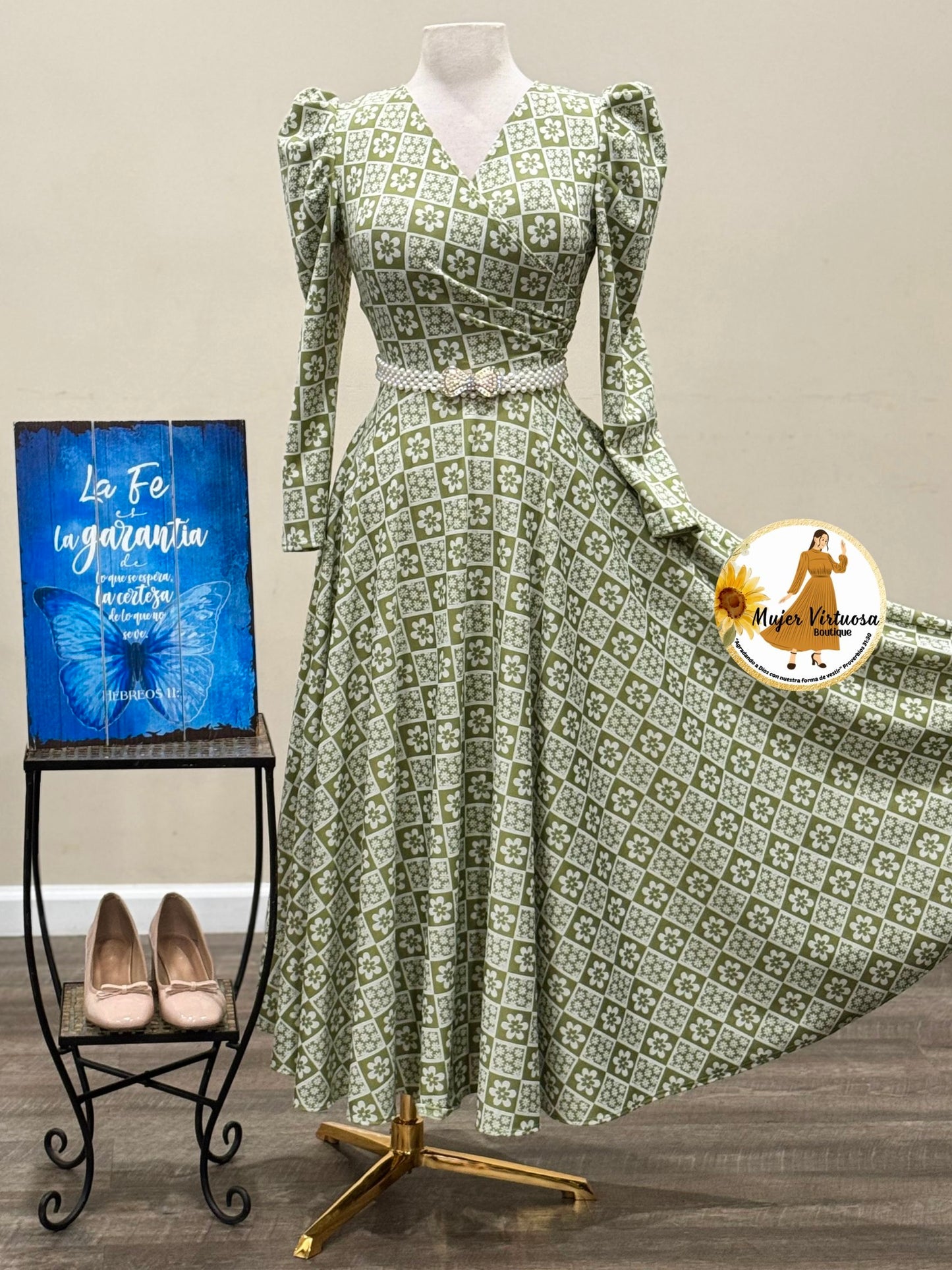 Larissa All Green Floral Dress