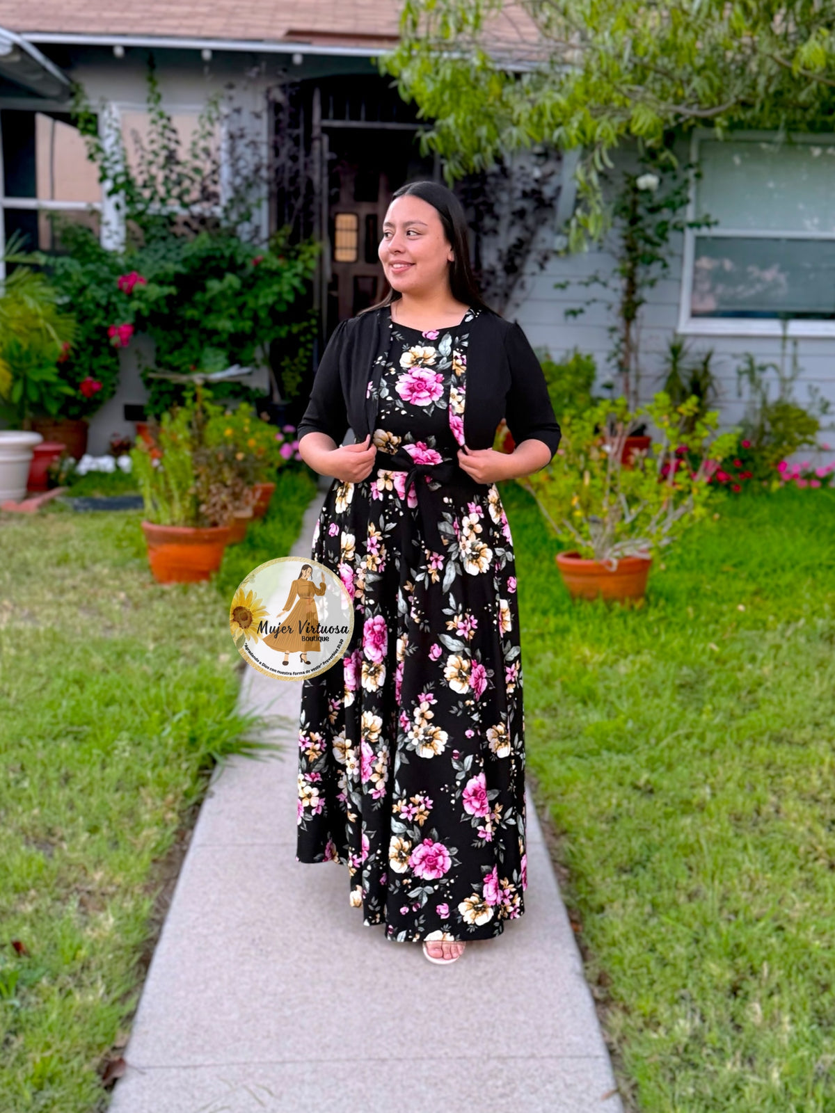 Emma Black Floral Blazer Dress