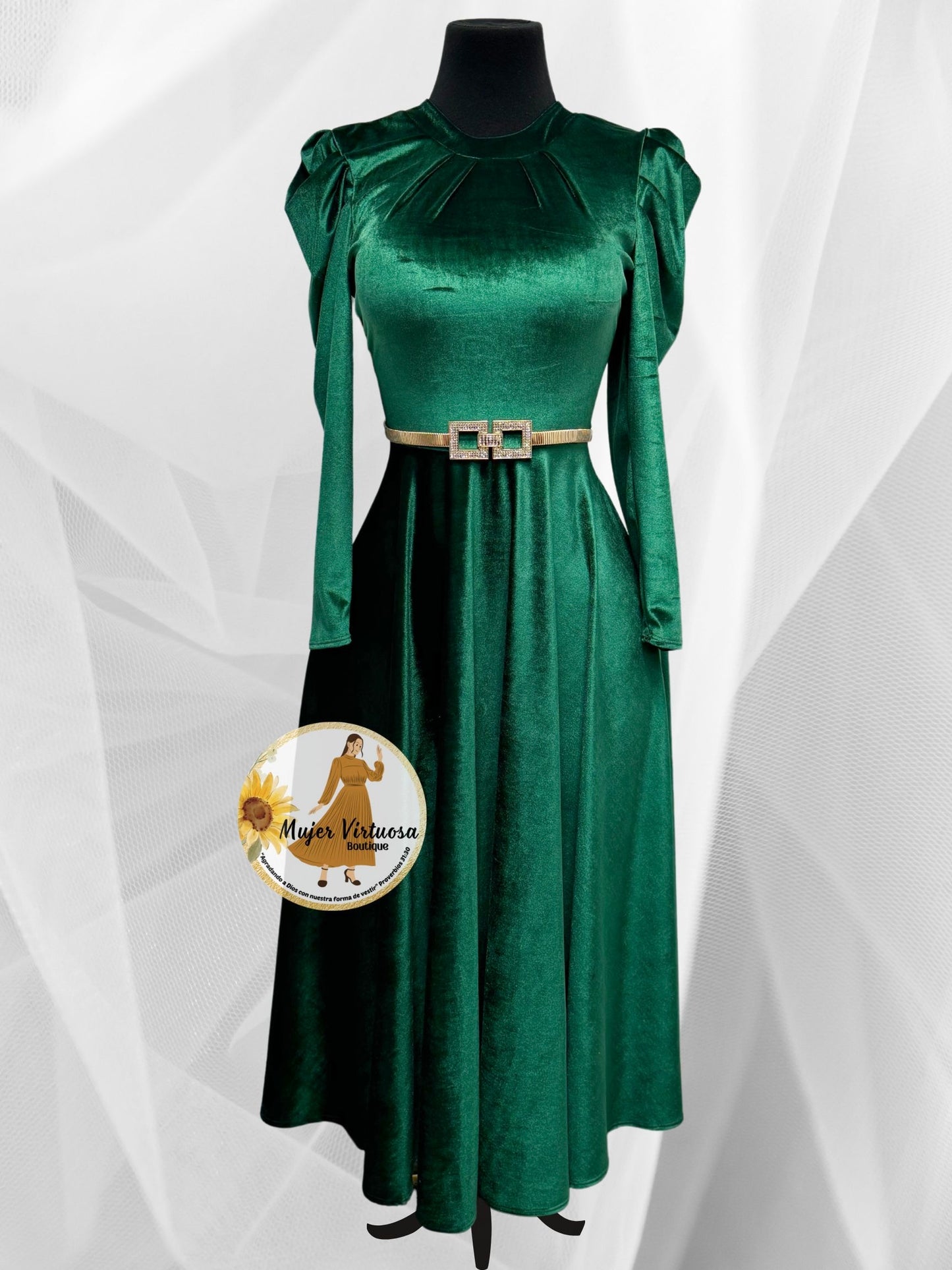 Eloisa Kelly Green Velvet Dress