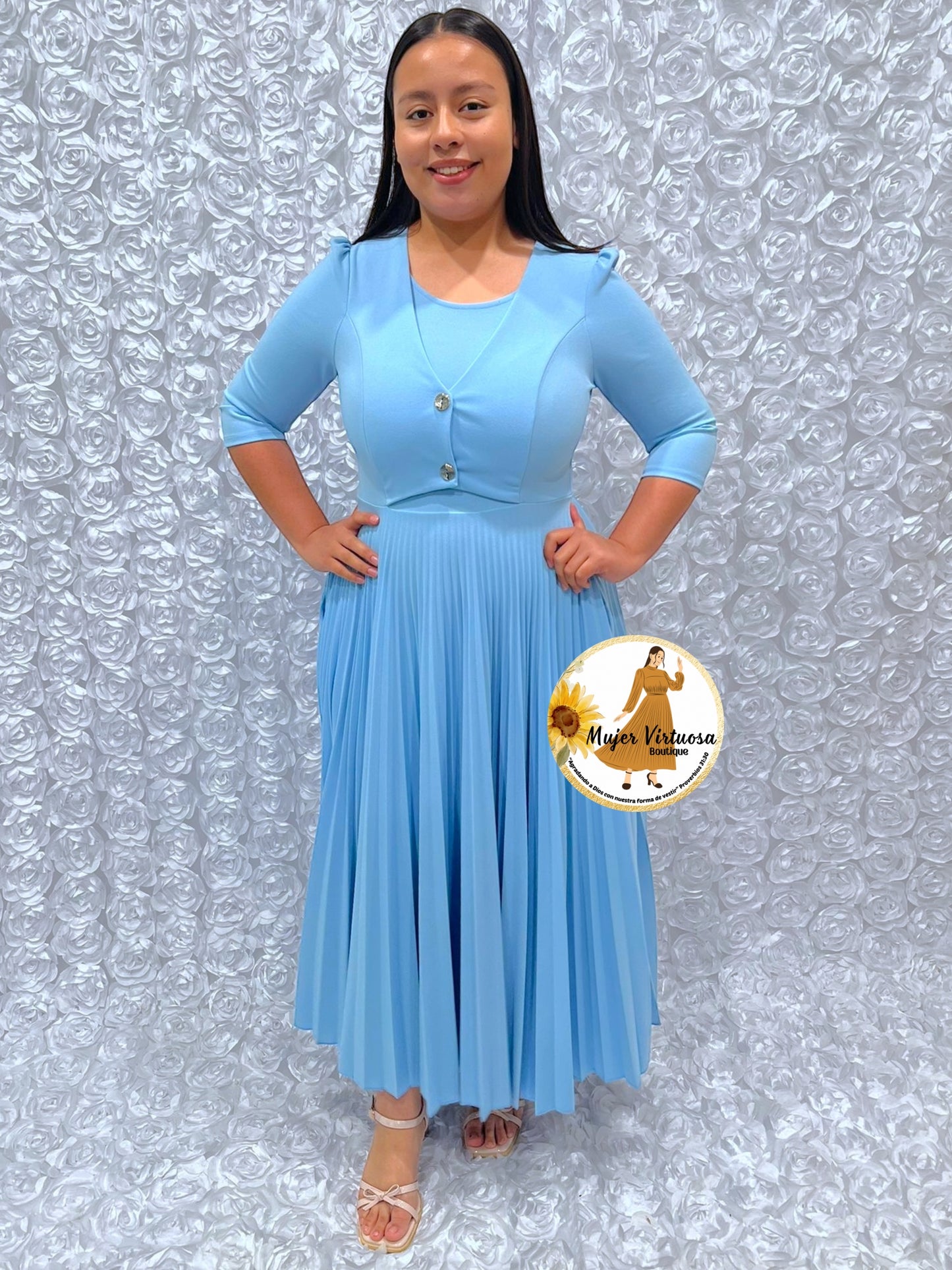 Milena Baby Blue Pleated Dress