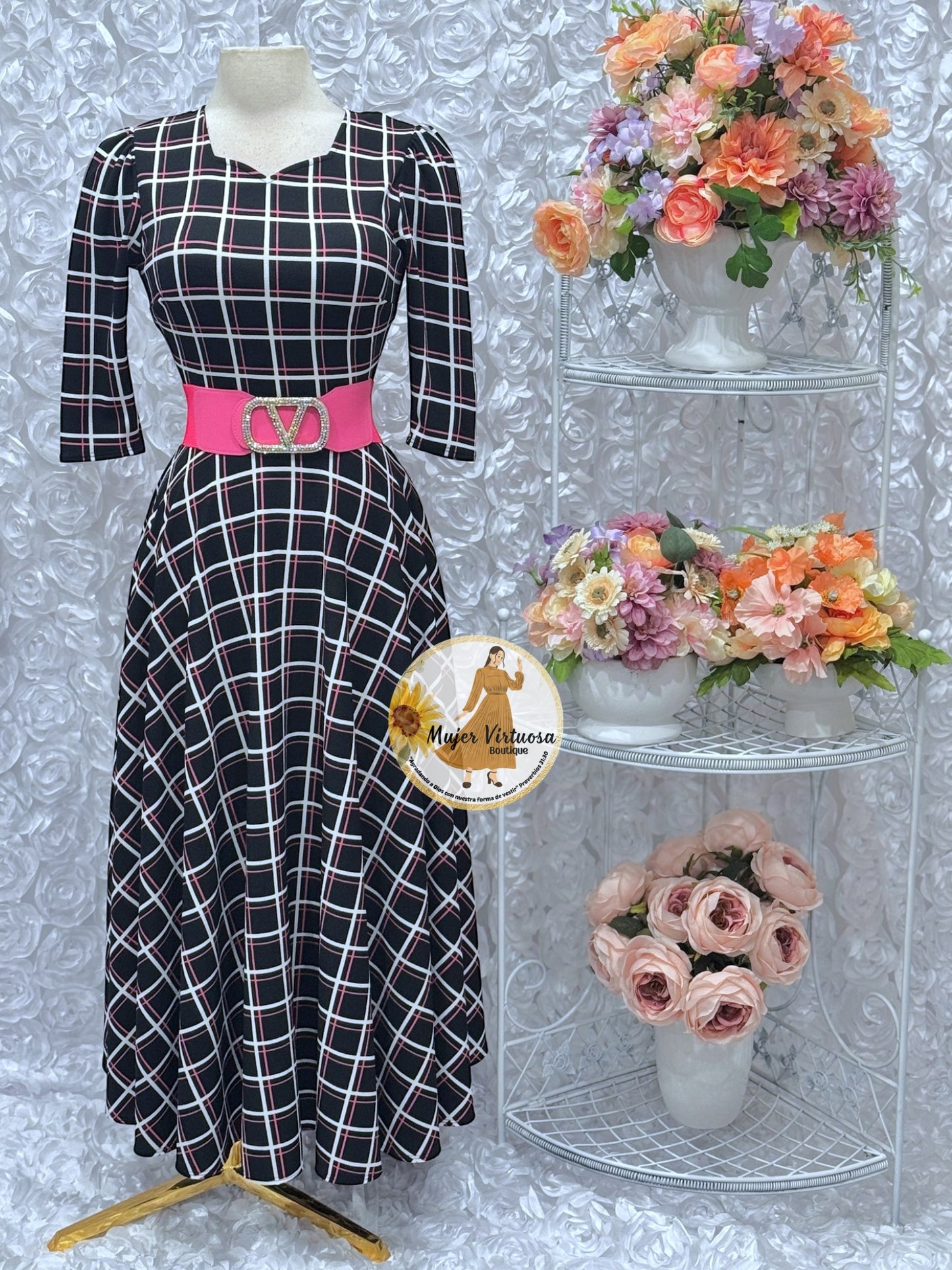 Lucy Black/Pink Plaid Dress