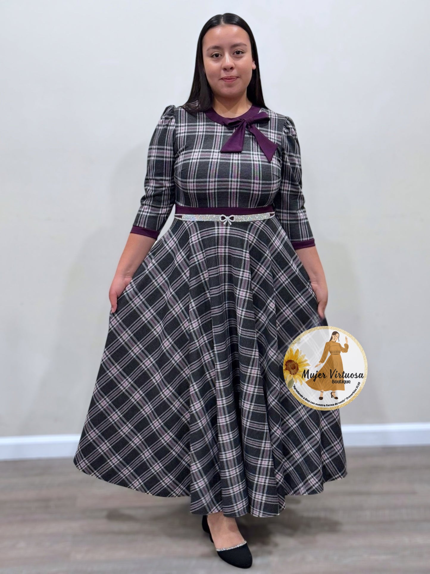 Juliette Uva/Black Plaid Dress