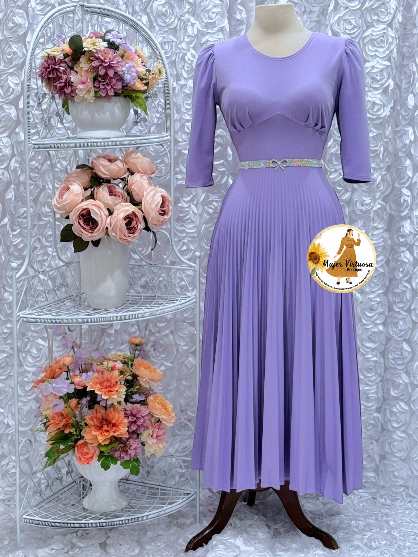 Cristel Lilac Pleated Dress