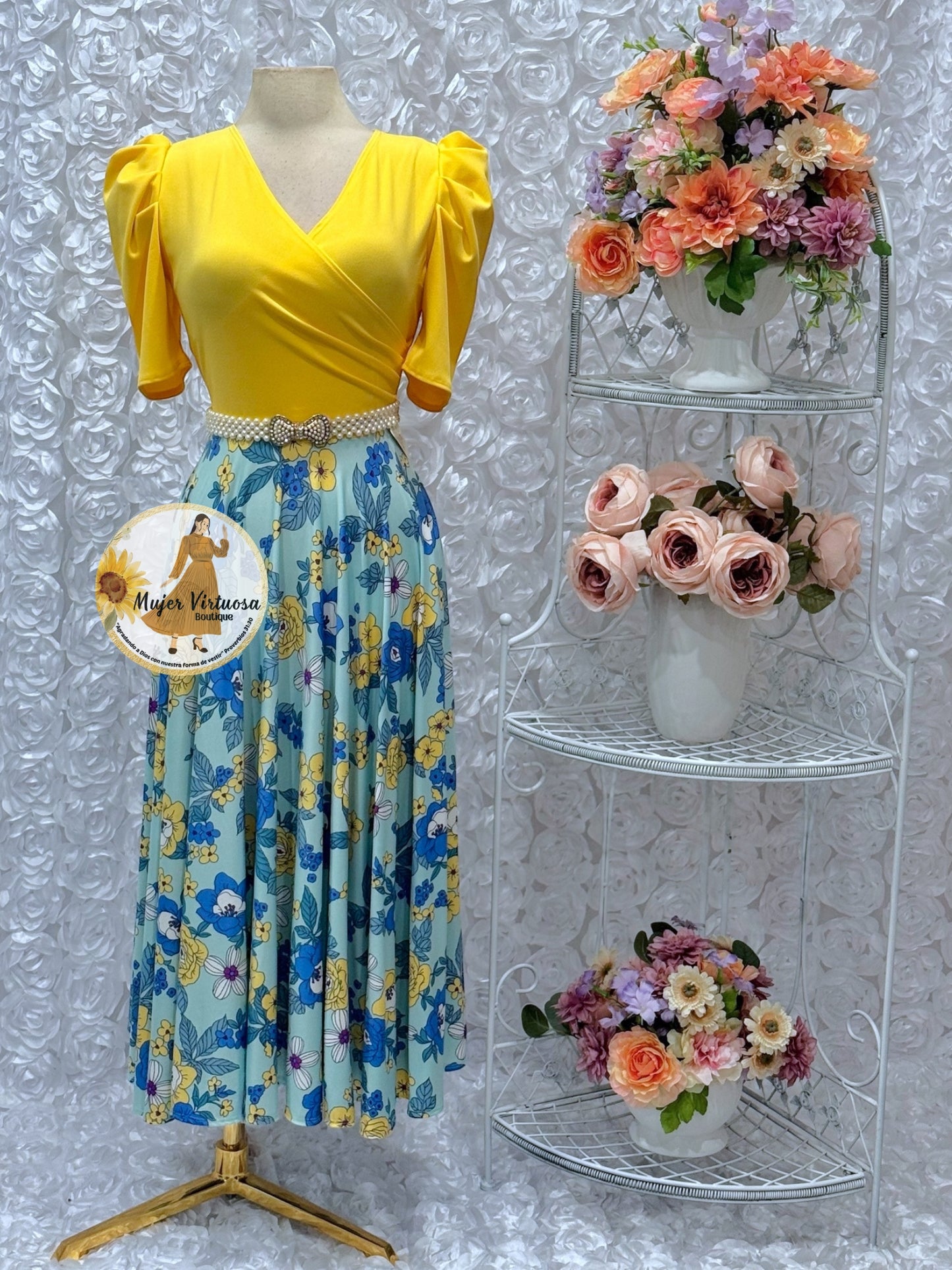 Suri Yellow/Blue Floral Dress
