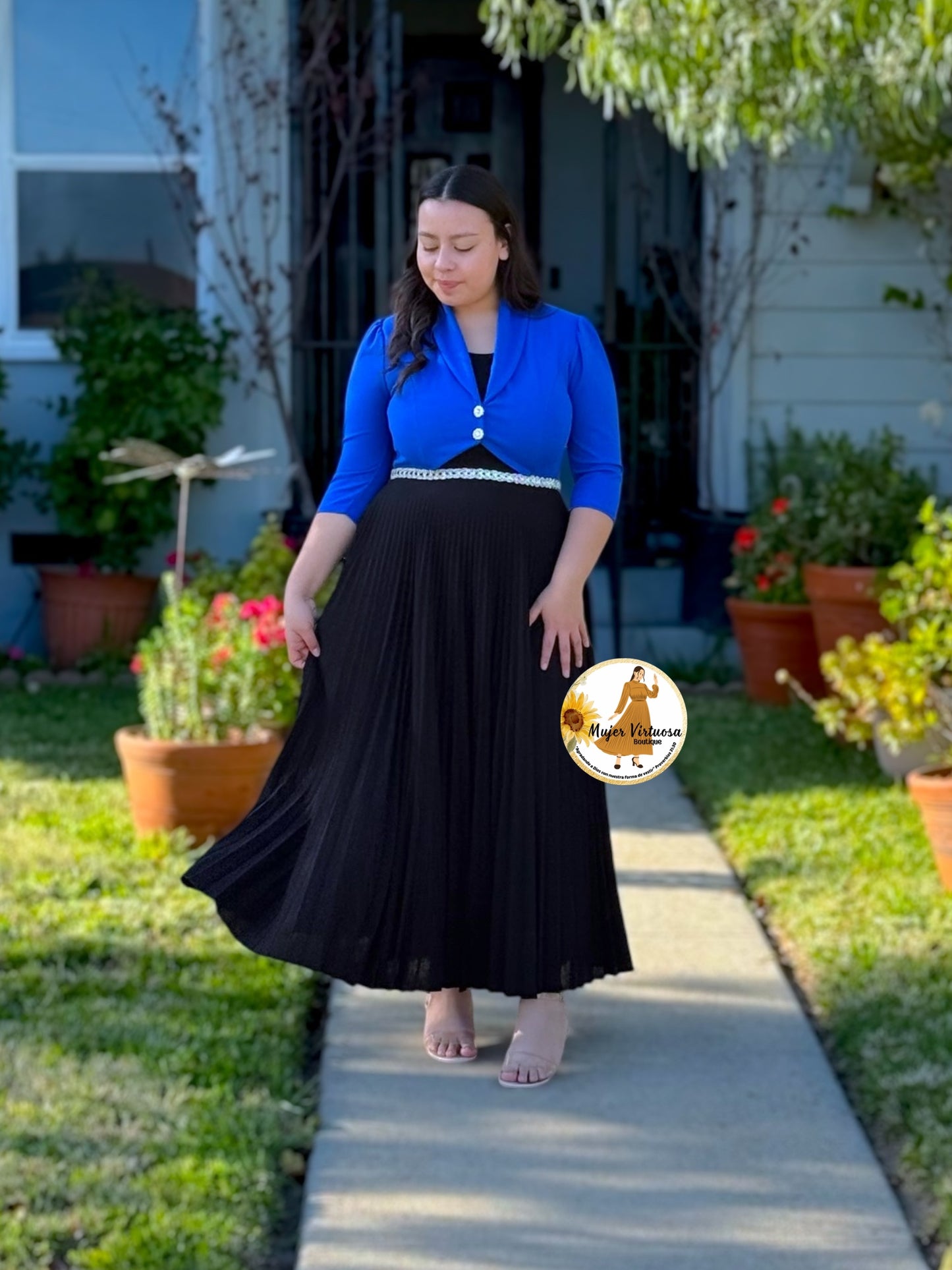 Emely Royal Blue & Black Dress