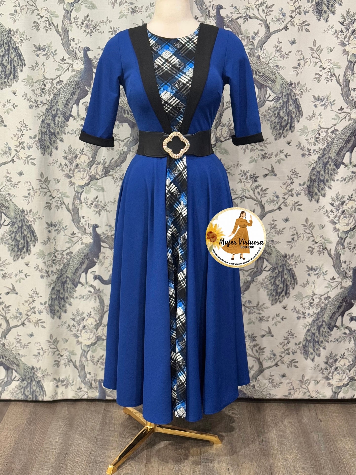 Yenny Royal Blue Plaid Dress