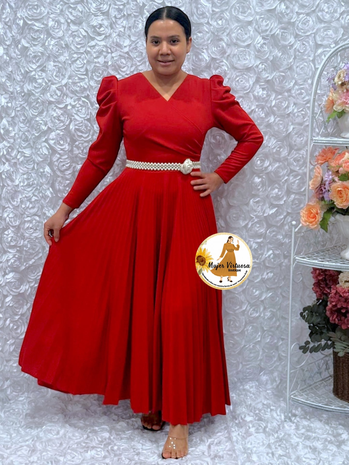 Yvette Rust Pleated Dress