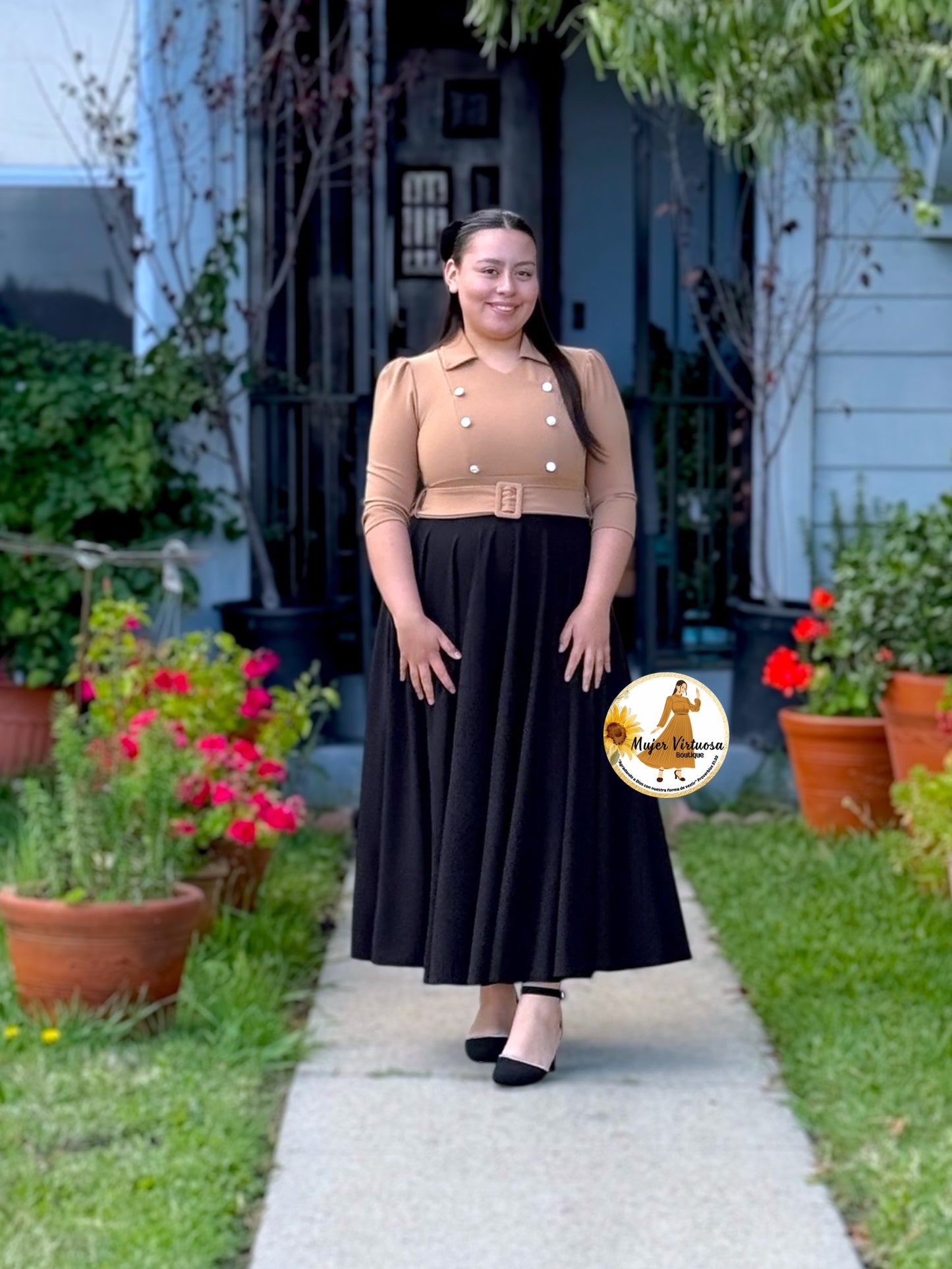 Frida Mocha & Black Dress