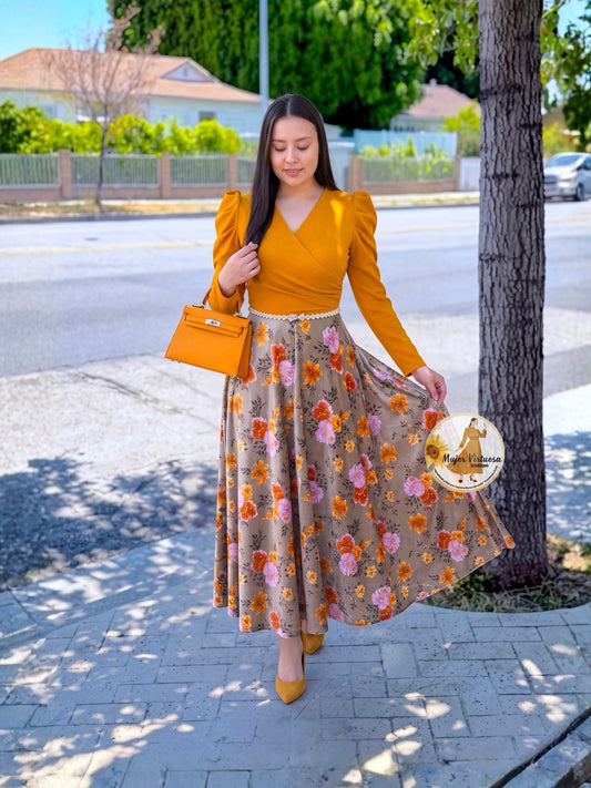 Larissa Mustard & Olive Velvet Dress