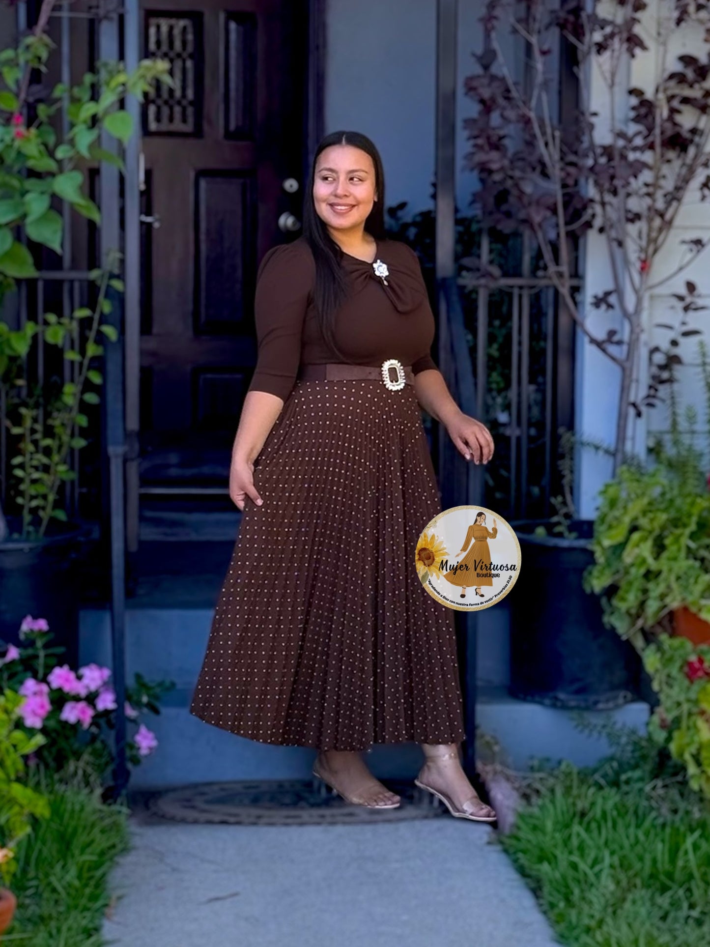 Berenice Brown Polka Dot Dress
