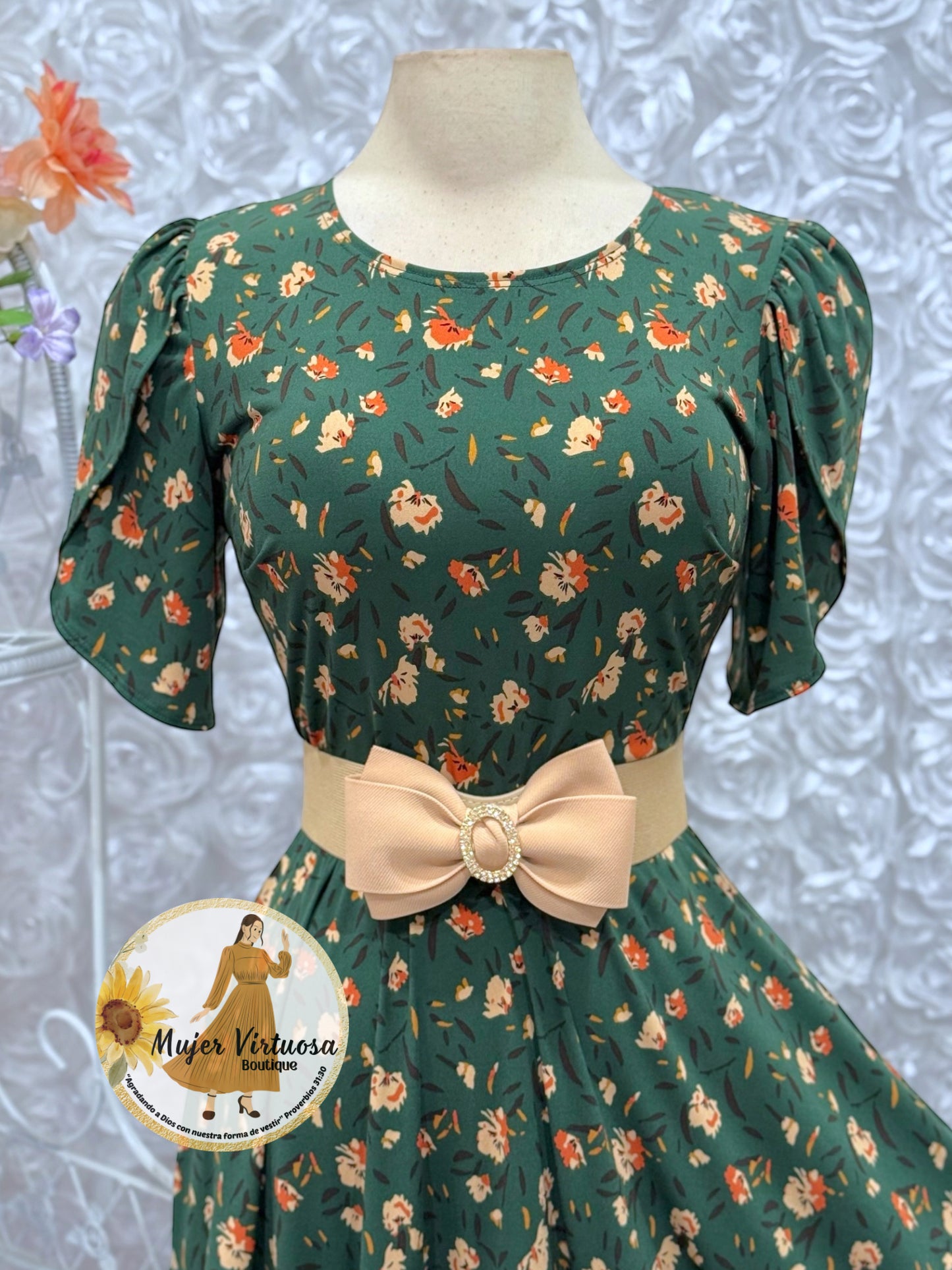 Abigail Hunter Green Floral Dress