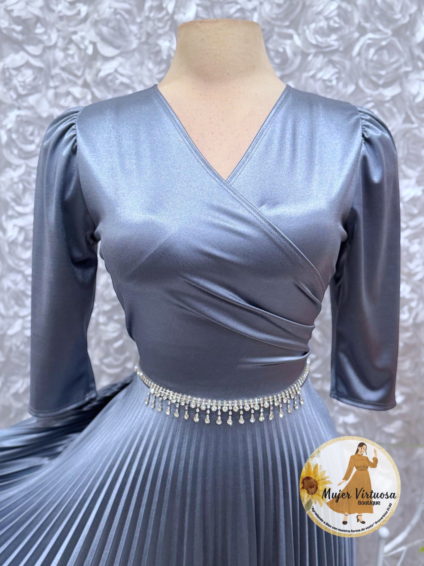 Lucia Dusty Blue Satin Dress