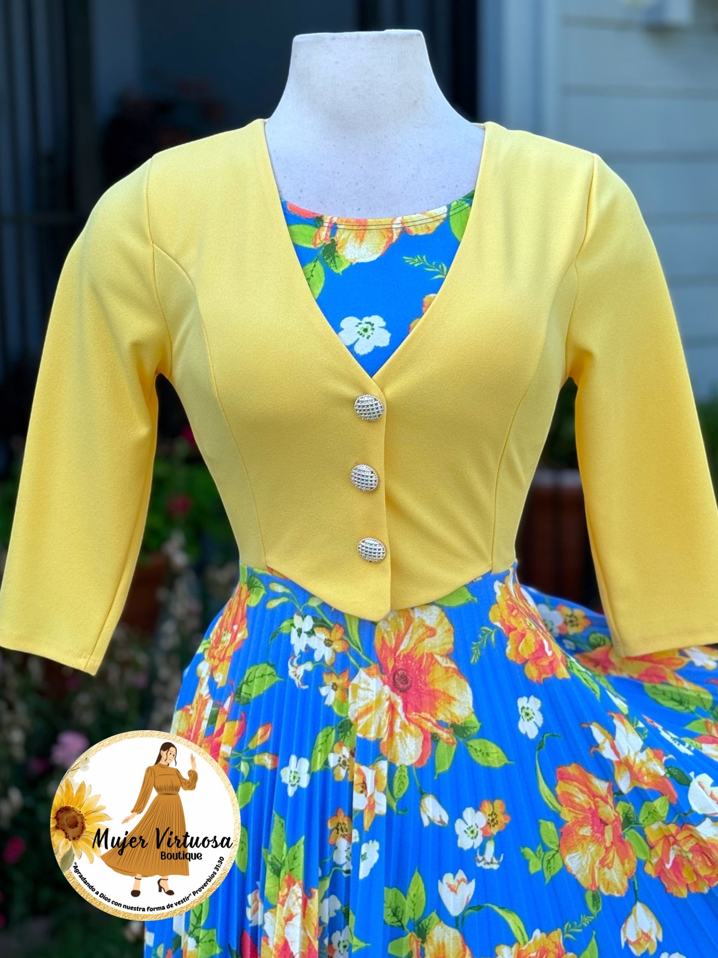Maggie Yellow/Blue Blazer Dress