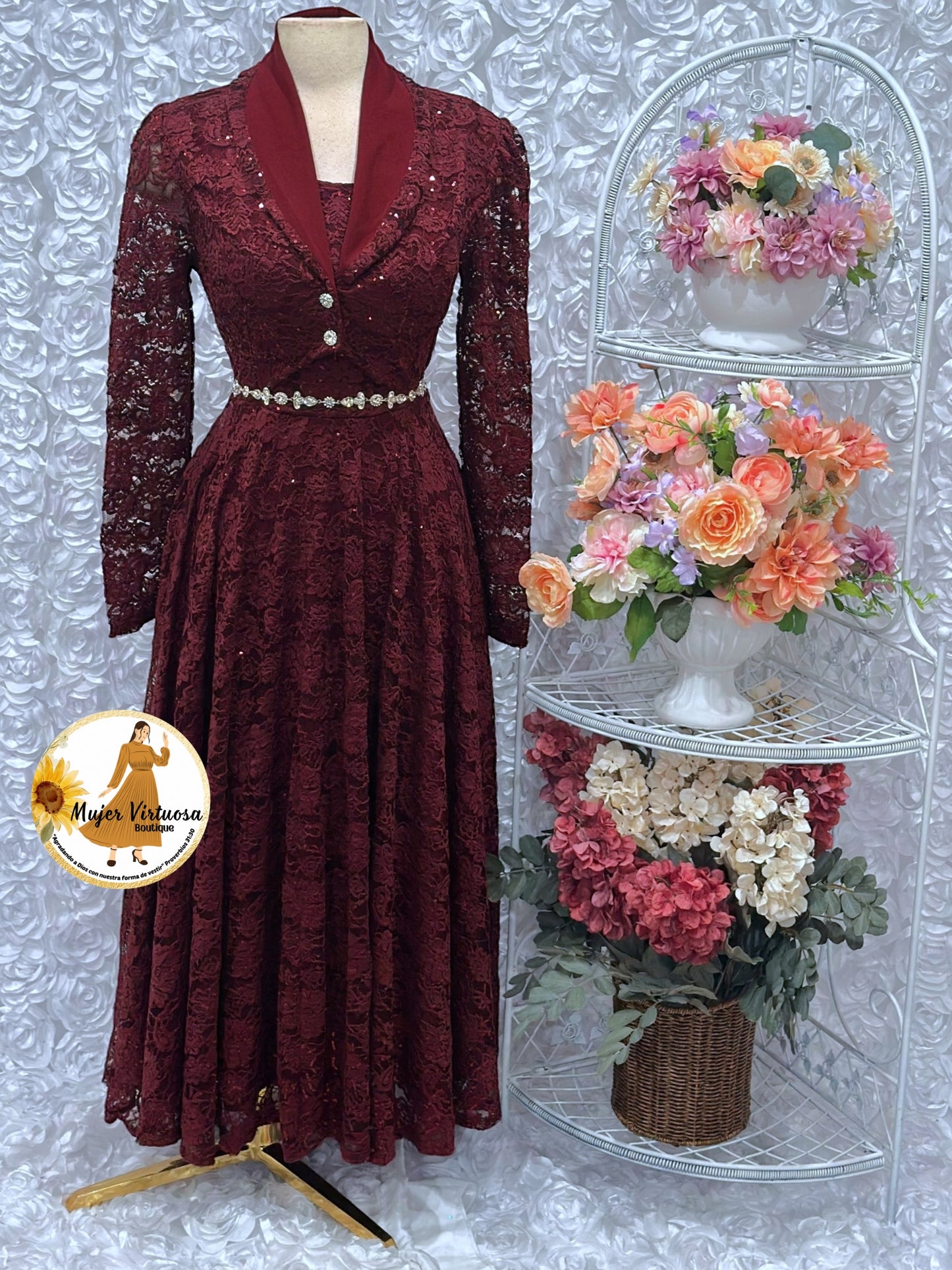 Sully Burgundy Lace Blazer Dress