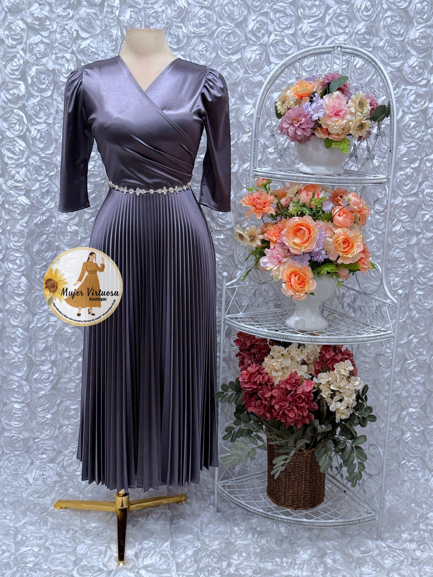 Lucia Dusty Lilac Satin Dress