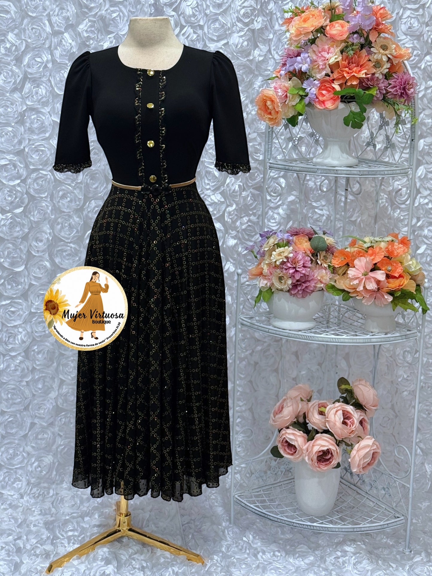 Eleanore Black & Gold Dress