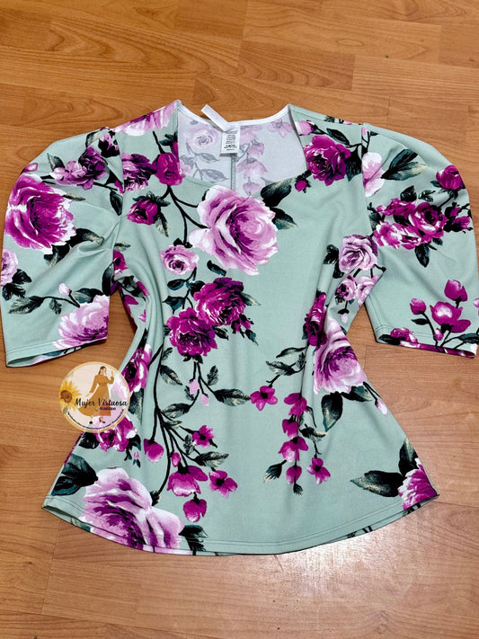 Pistacho Floral Top