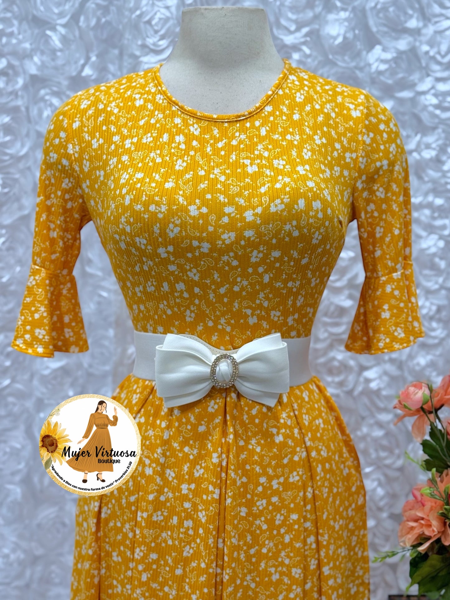 Spring is here Mustard Floral Dress