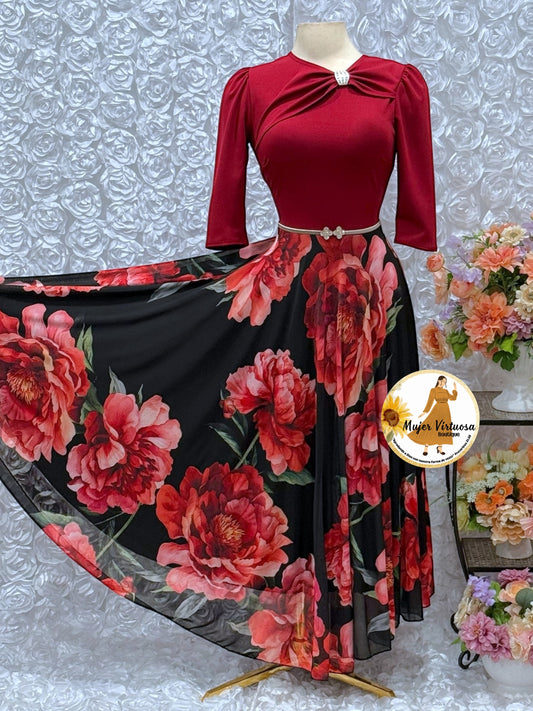 Rosalie Burgundy Roses🌹Dress