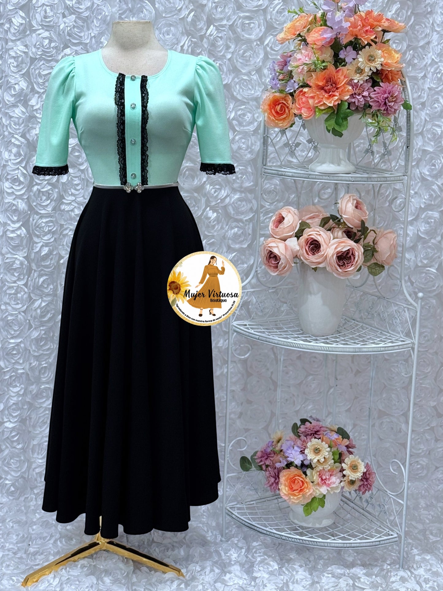 Eleanore Mint/Black Dress