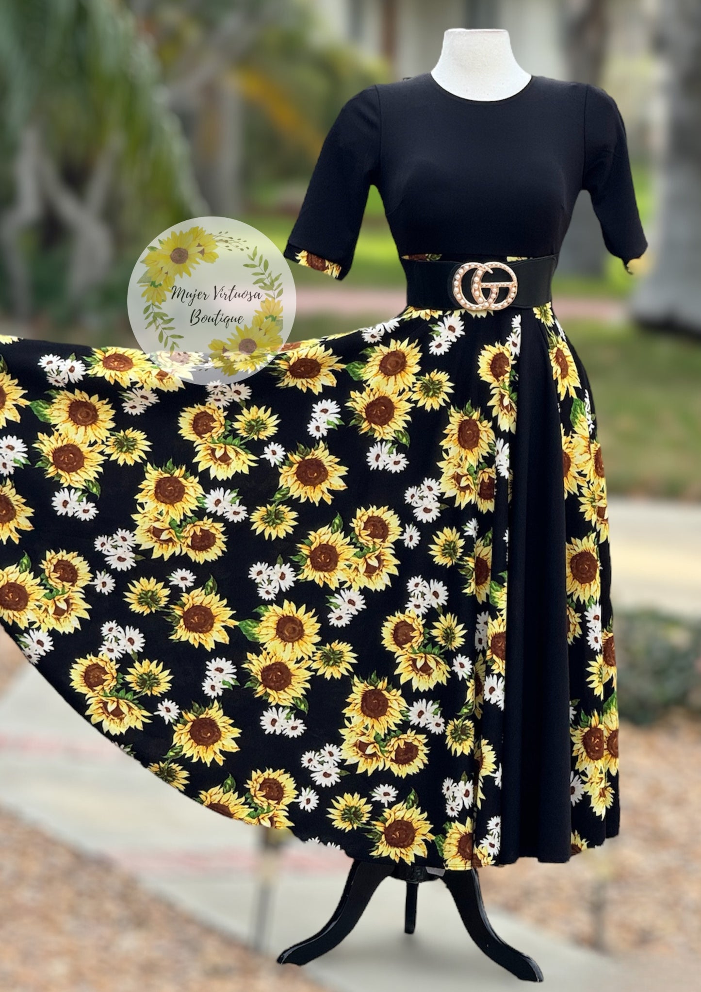 Andrea Black Sunflower 🌻 Dress