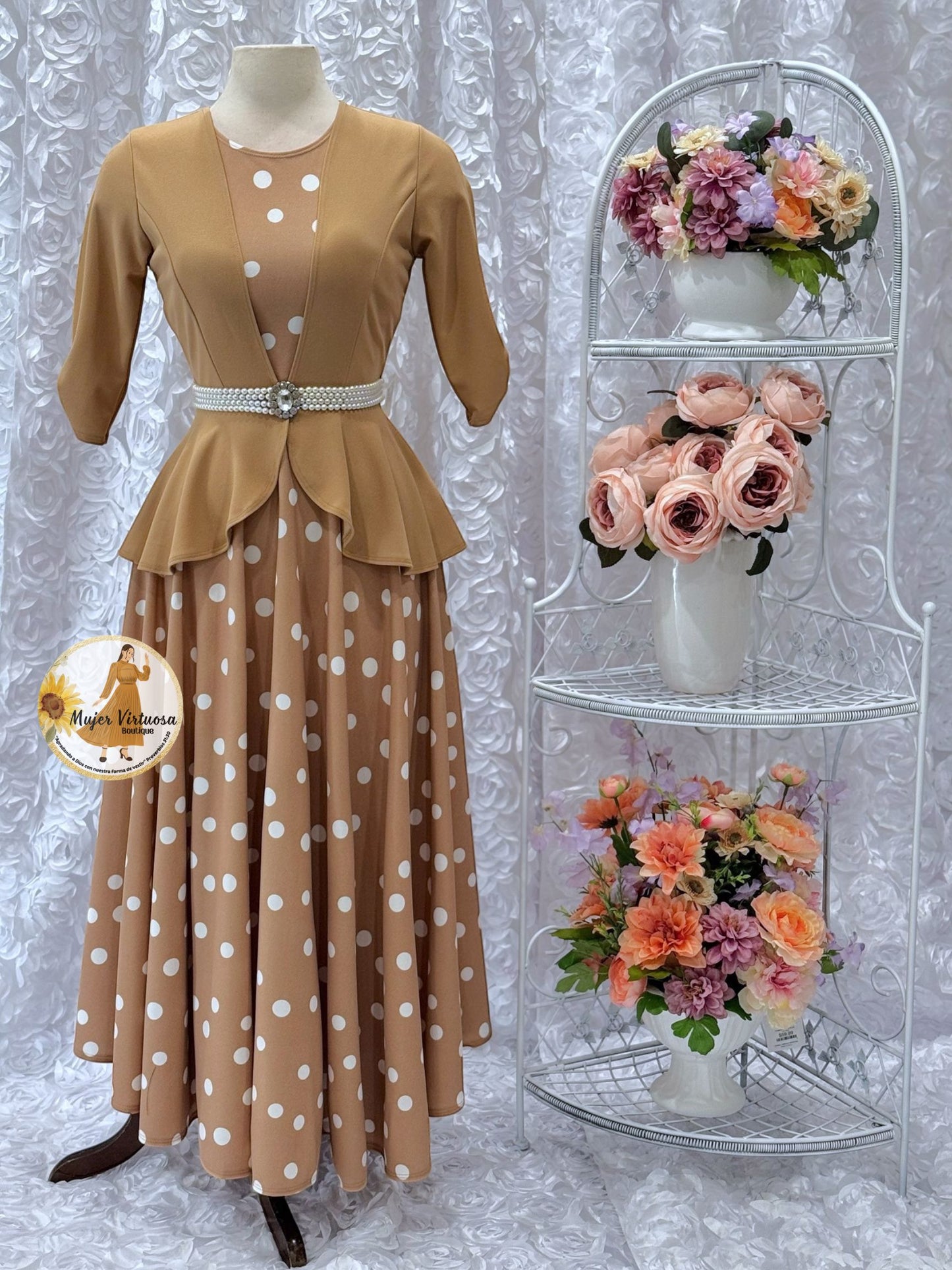 Helena Mocha Polka Dot Blazer Dress