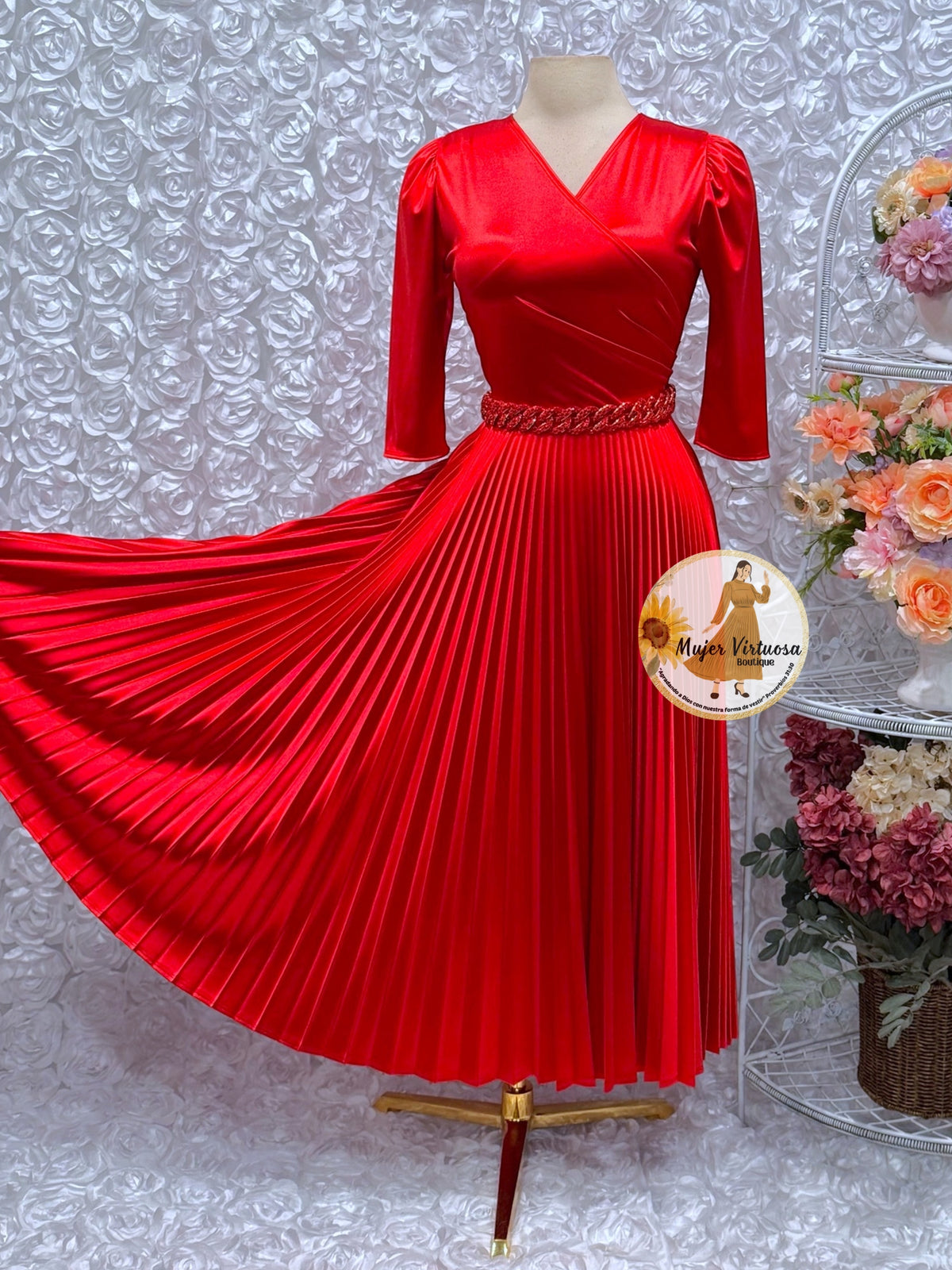 Lucia Red Satin Dress