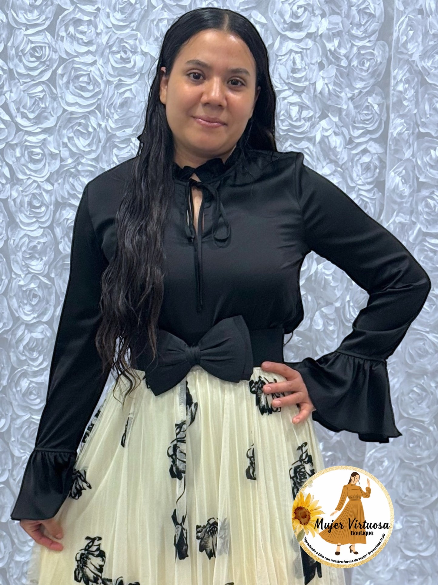 Black Blouse Bell Sleeve