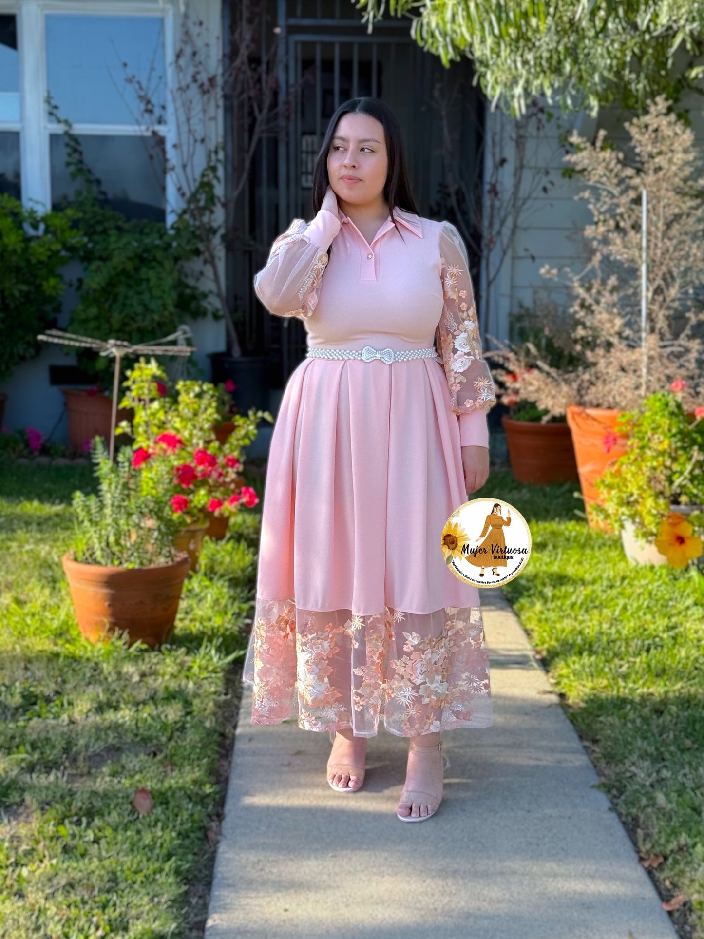 Belinda Melon Pleated Dress