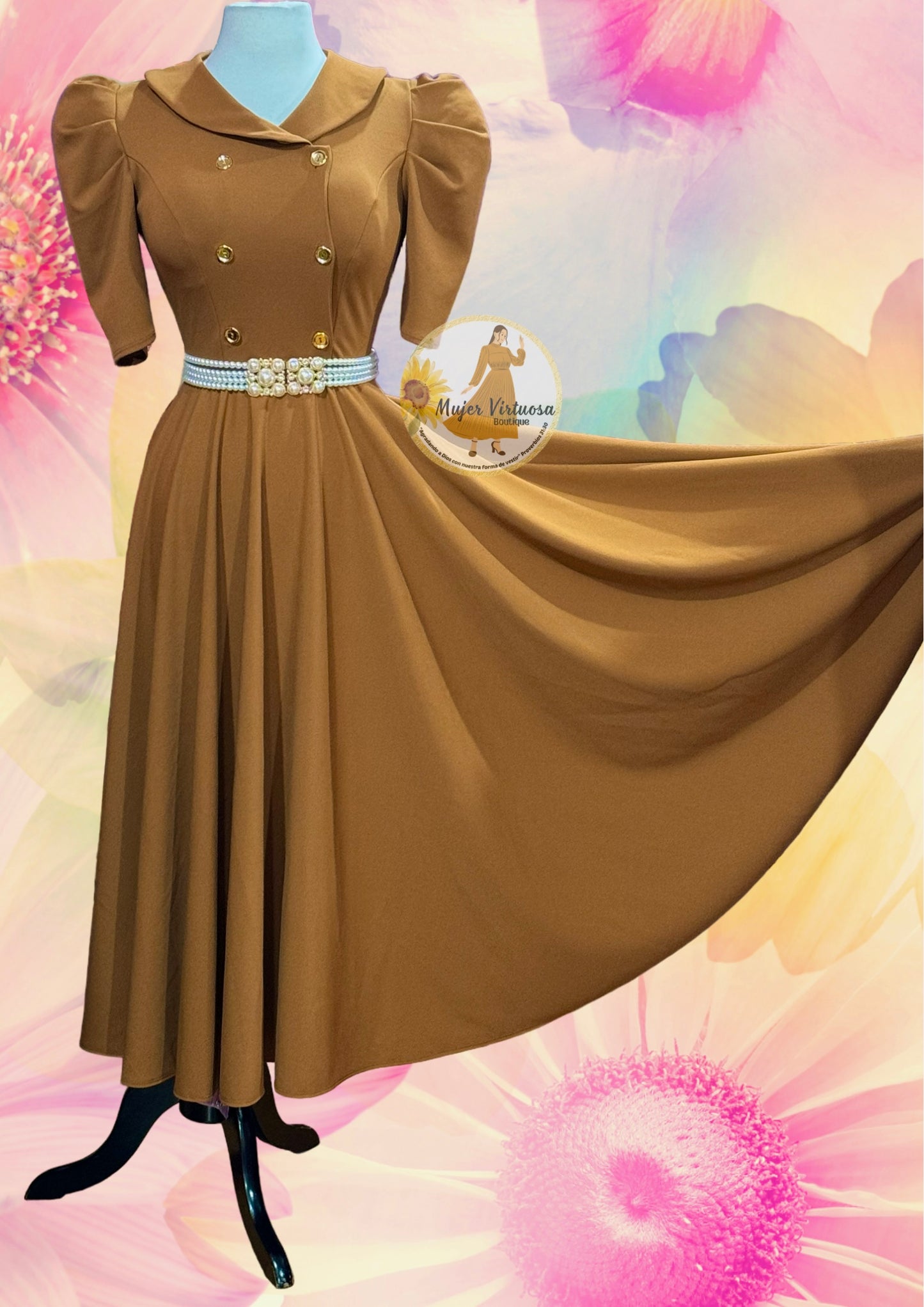 Dorothy Caramel Vintage Style Dress