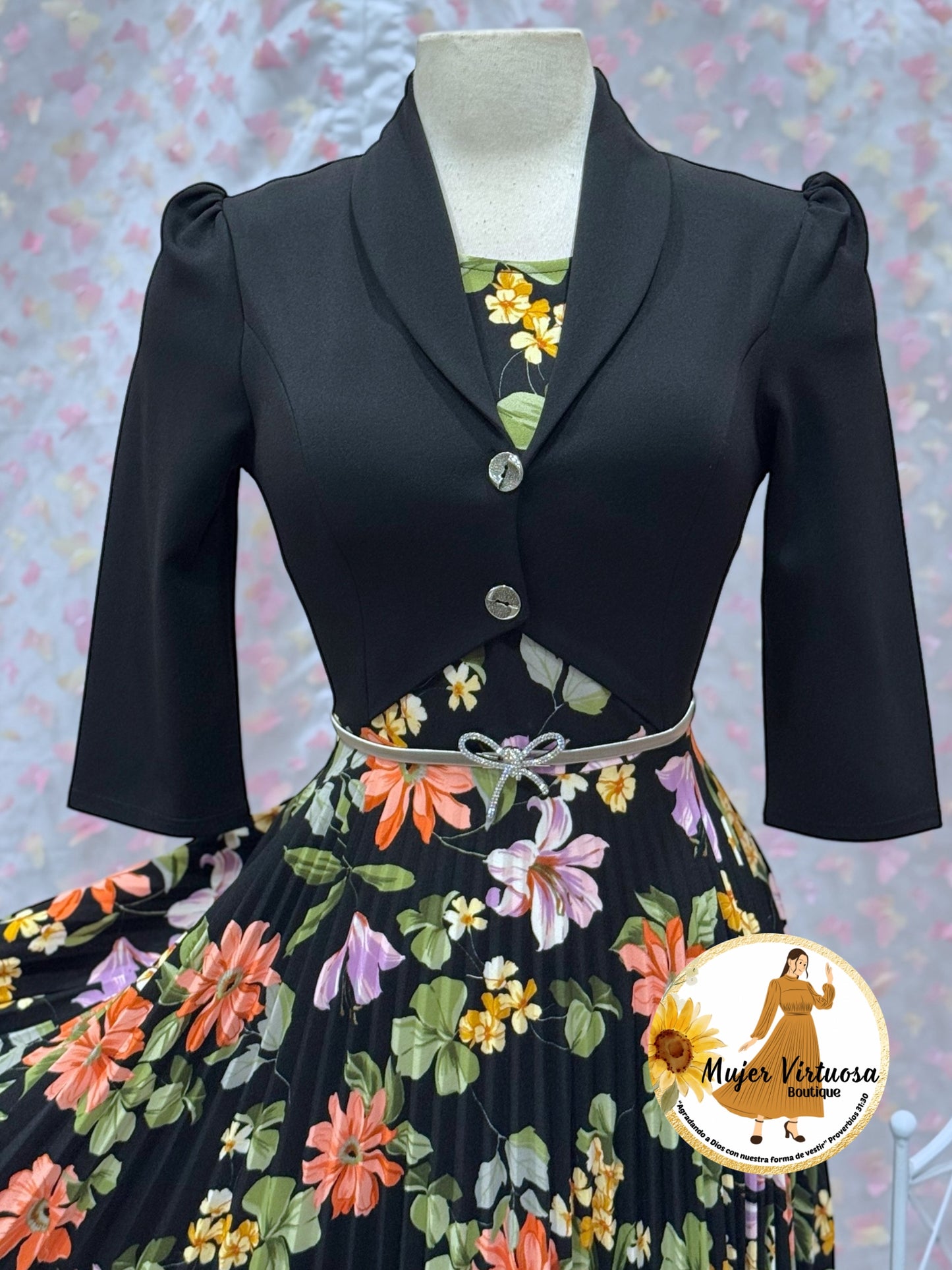 Milena All Black Pleated Dress