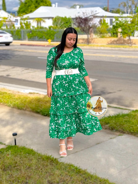 Leah Green Floral Dress