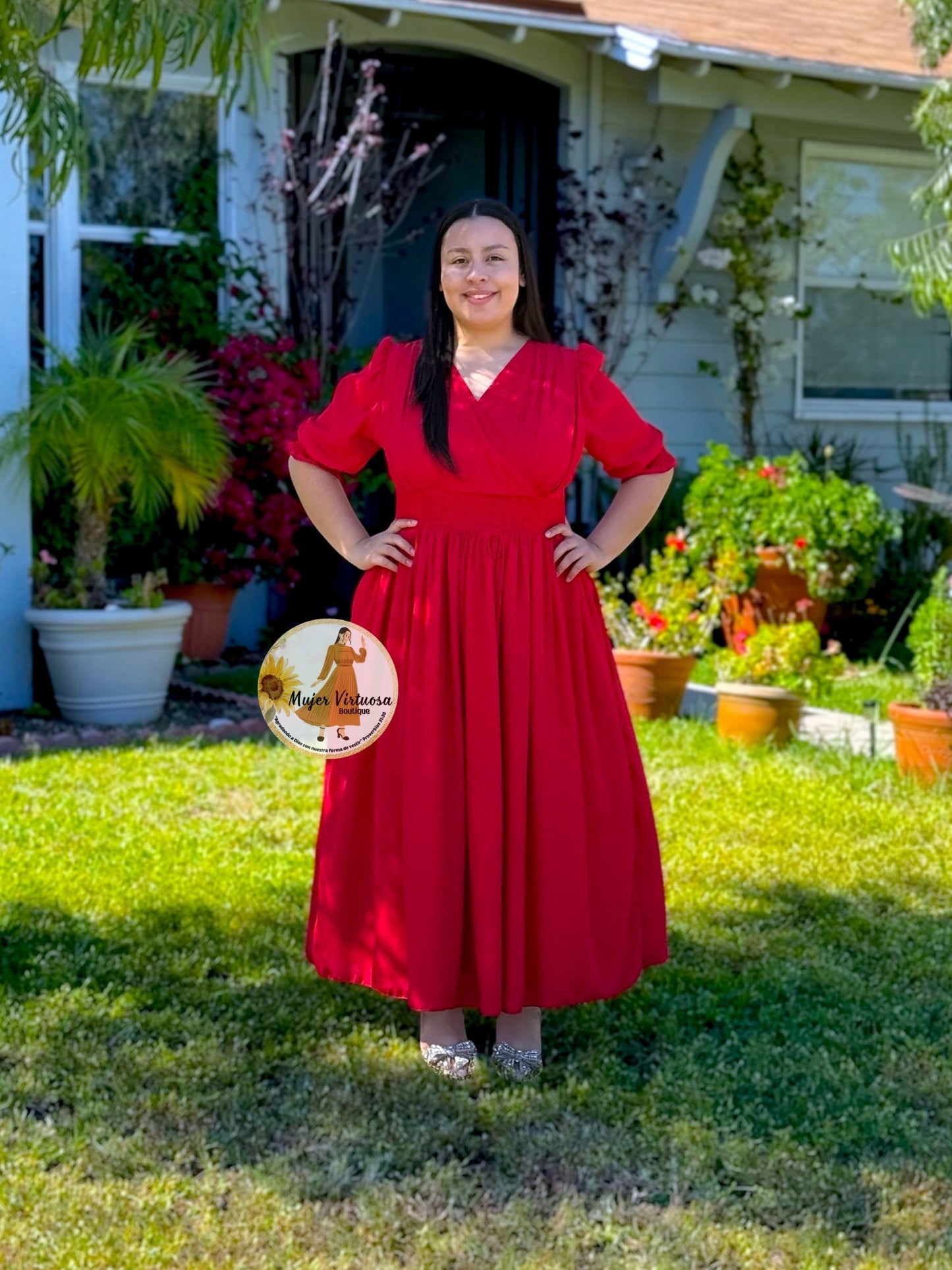 Julisa Red Chiffon Dress